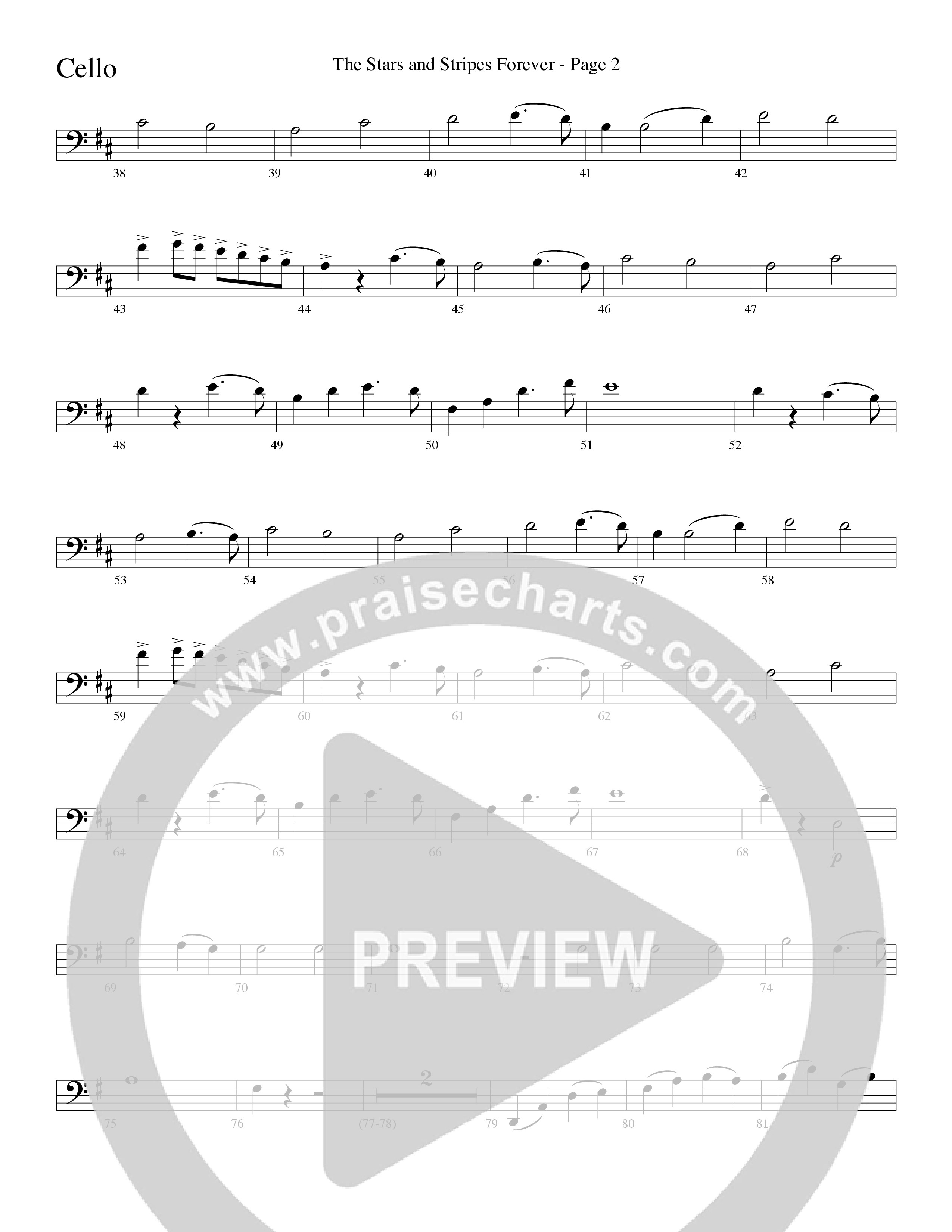 The Stars And Stripes Forever (Choral Anthem SATB) Cello (Word Music Choral / Arr. David T. Clydesdale)