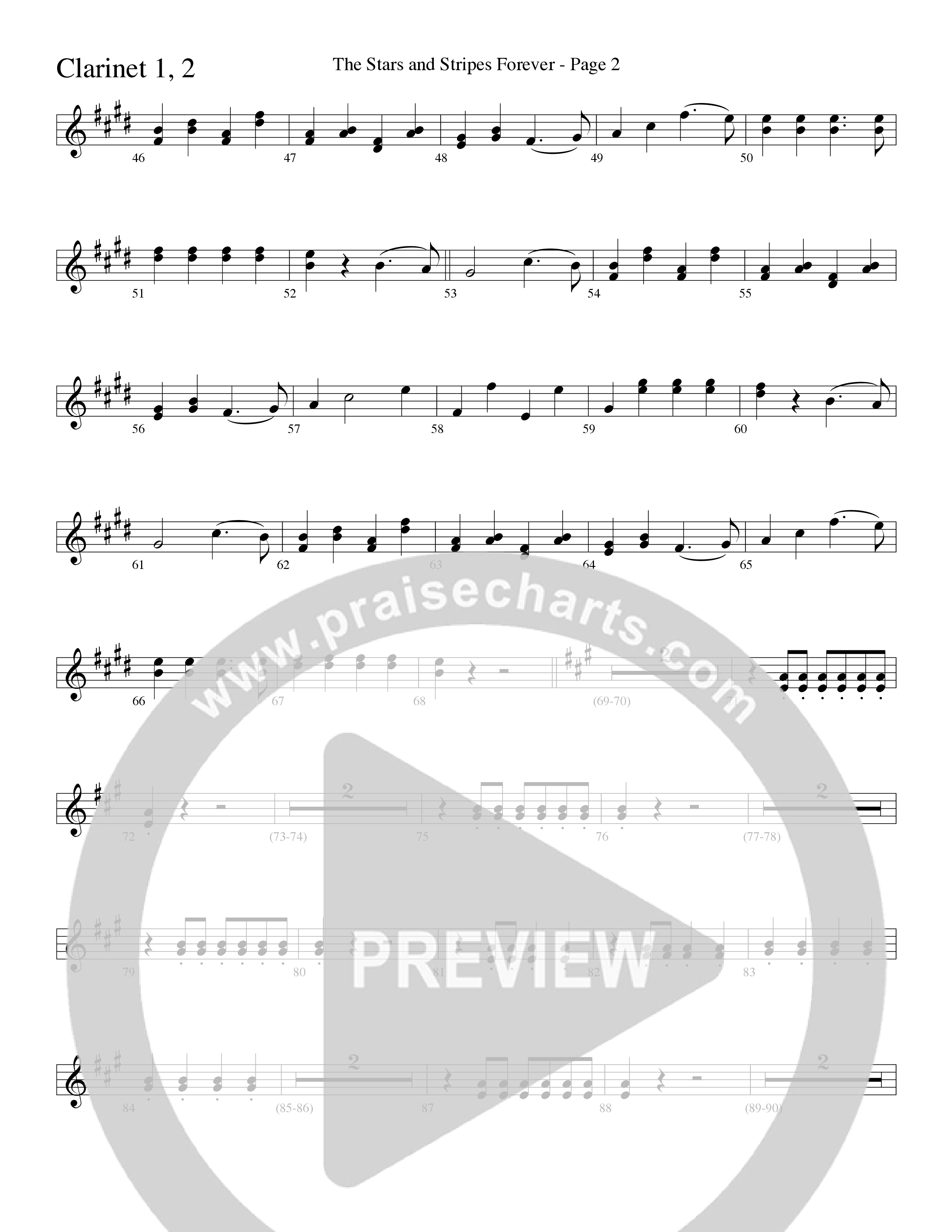 The Stars And Stripes Forever (Choral Anthem SATB) Clarinet 1/2 (Word Music Choral / Arr. David T. Clydesdale)