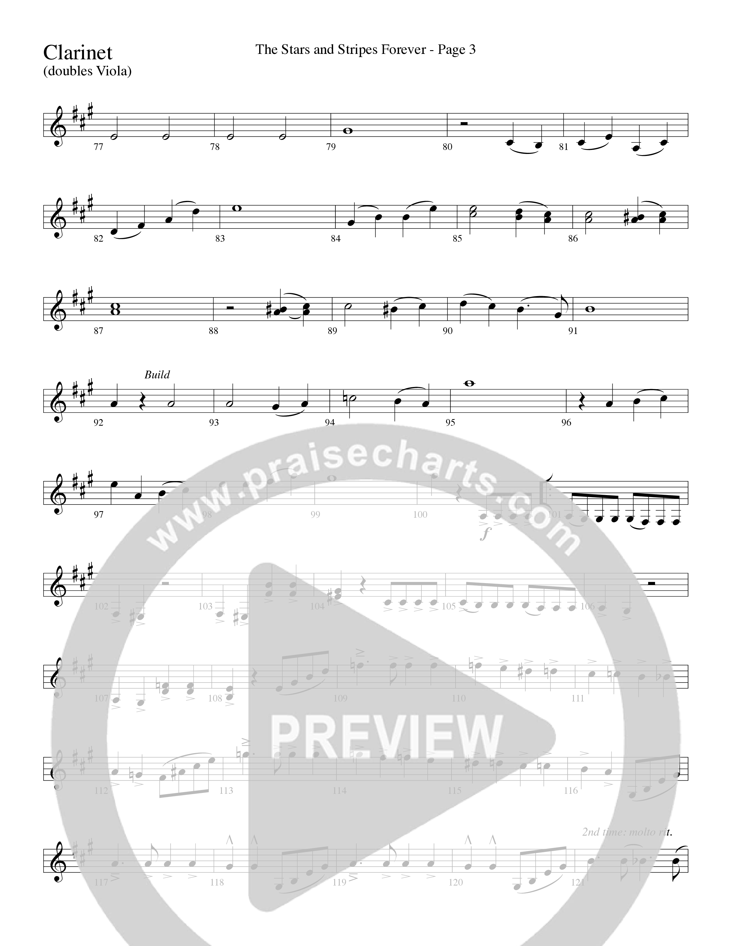 The Stars And Stripes Forever (Choral Anthem SATB) Clarinet (Word Music Choral / Arr. David T. Clydesdale)