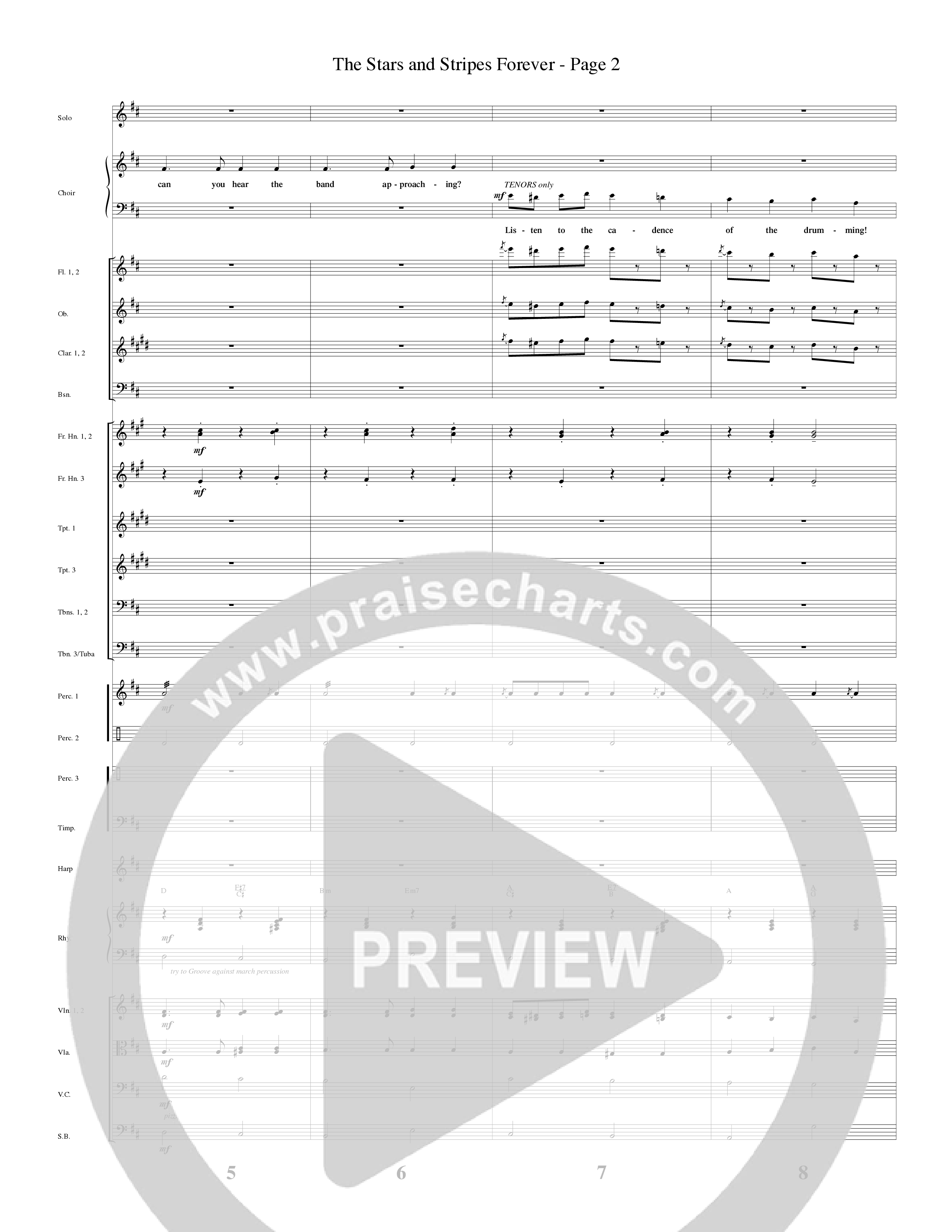 The Stars And Stripes Forever (Choral Anthem SATB) Orchestration (Word Music Choral / Arr. David T. Clydesdale)