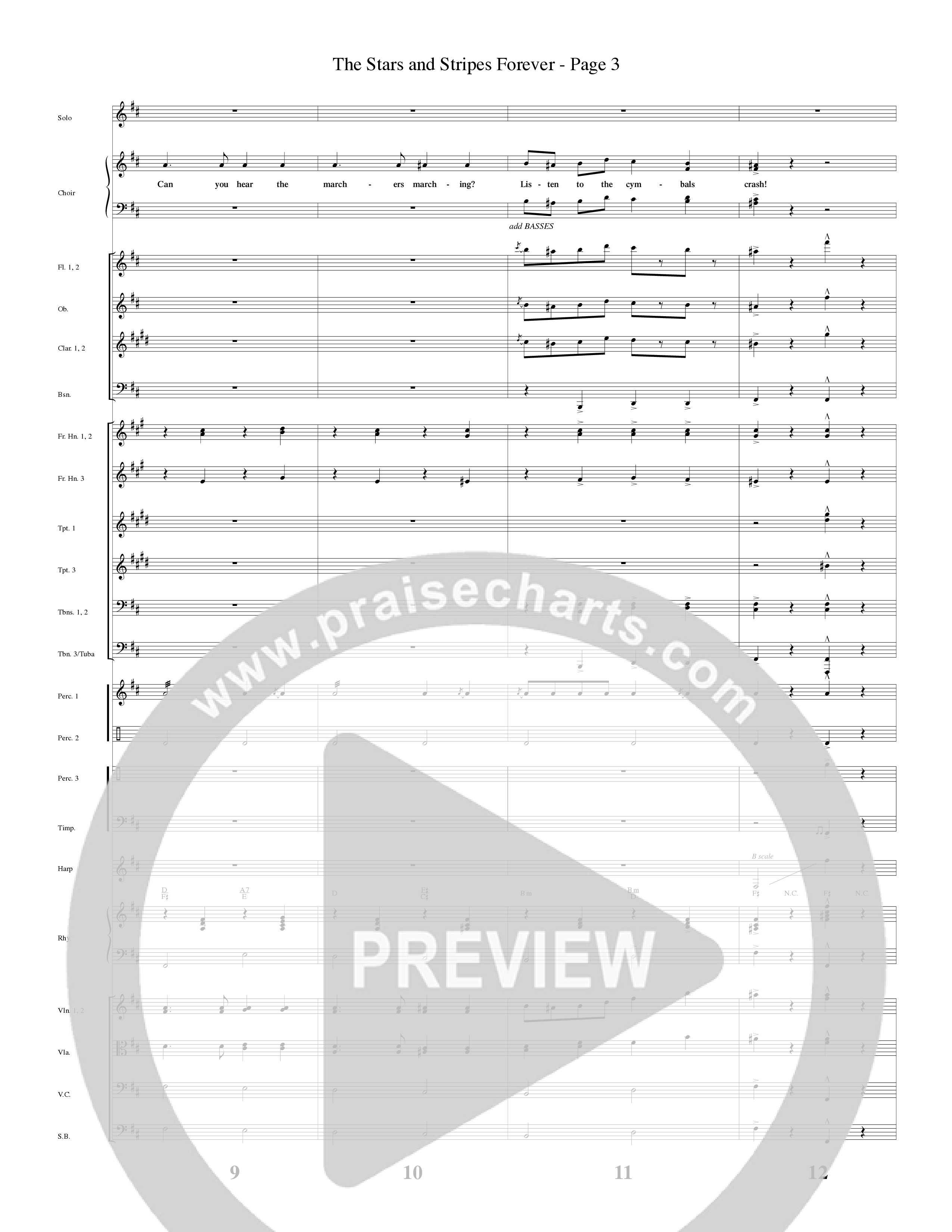 The Stars And Stripes Forever (Choral Anthem SATB) Orchestration (Word Music Choral / Arr. David T. Clydesdale)