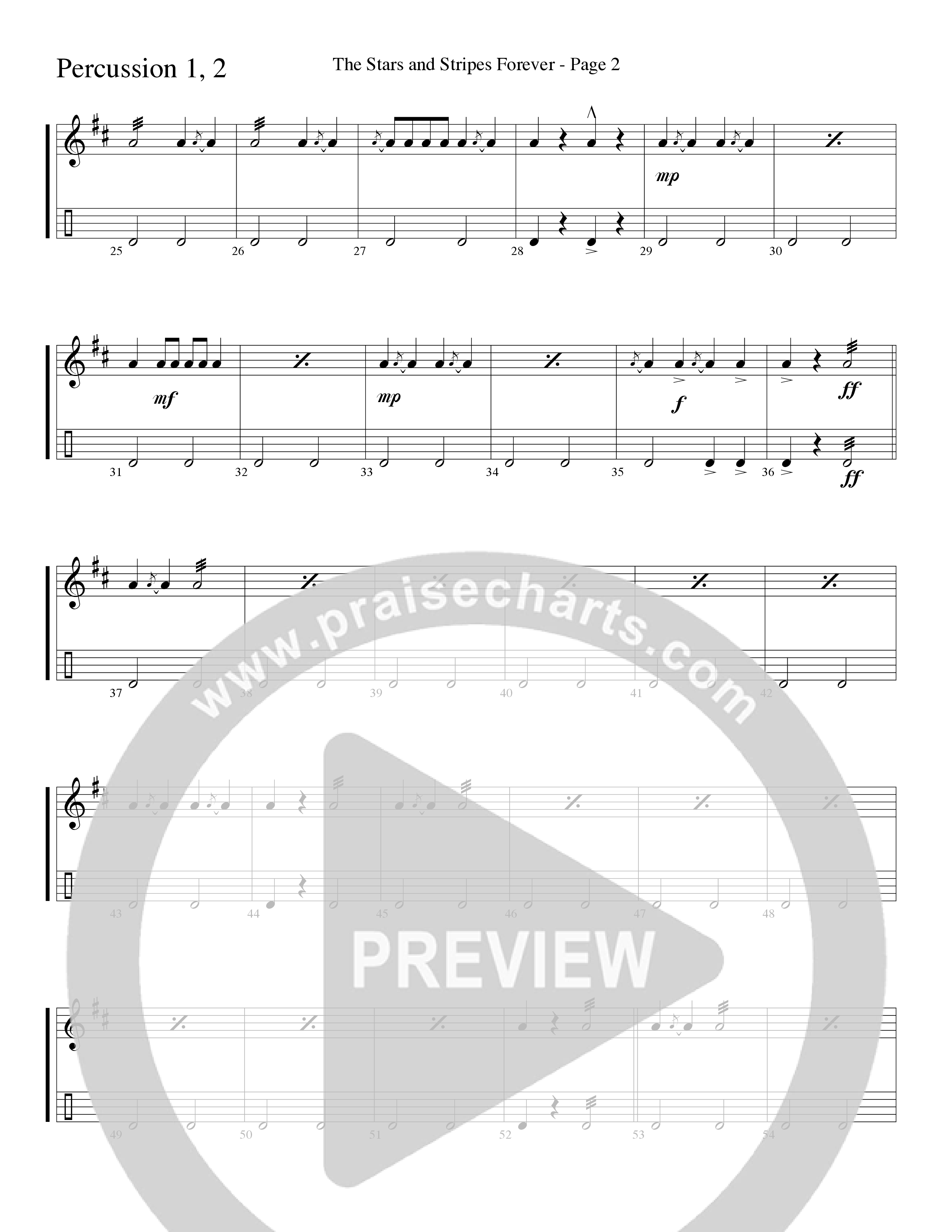 The Stars And Stripes Forever (Choral Anthem SATB) Percussion 1/2 (Word Music Choral / Arr. David T. Clydesdale)