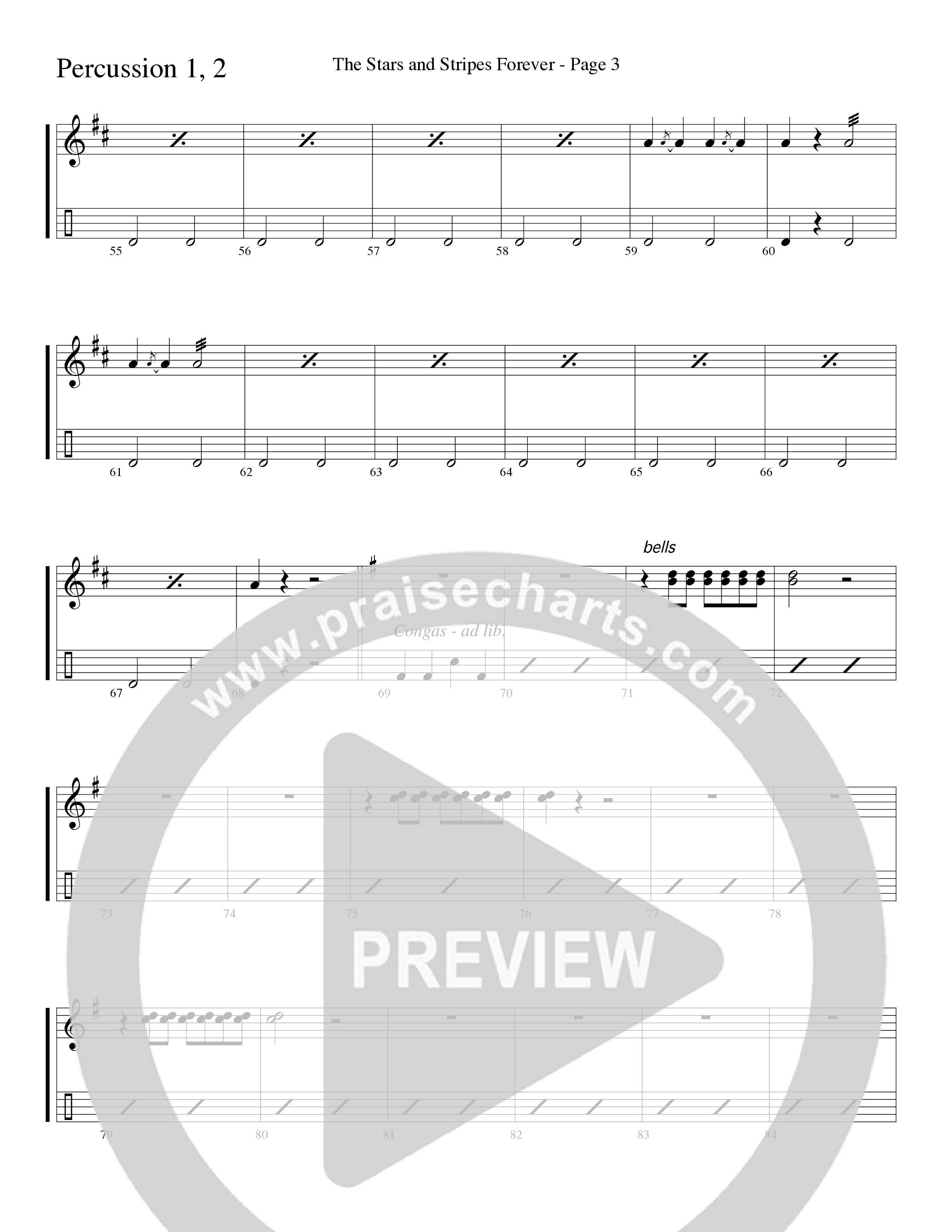 The Stars And Stripes Forever (Choral Anthem SATB) Percussion 1/2 (Word Music Choral / Arr. David T. Clydesdale)