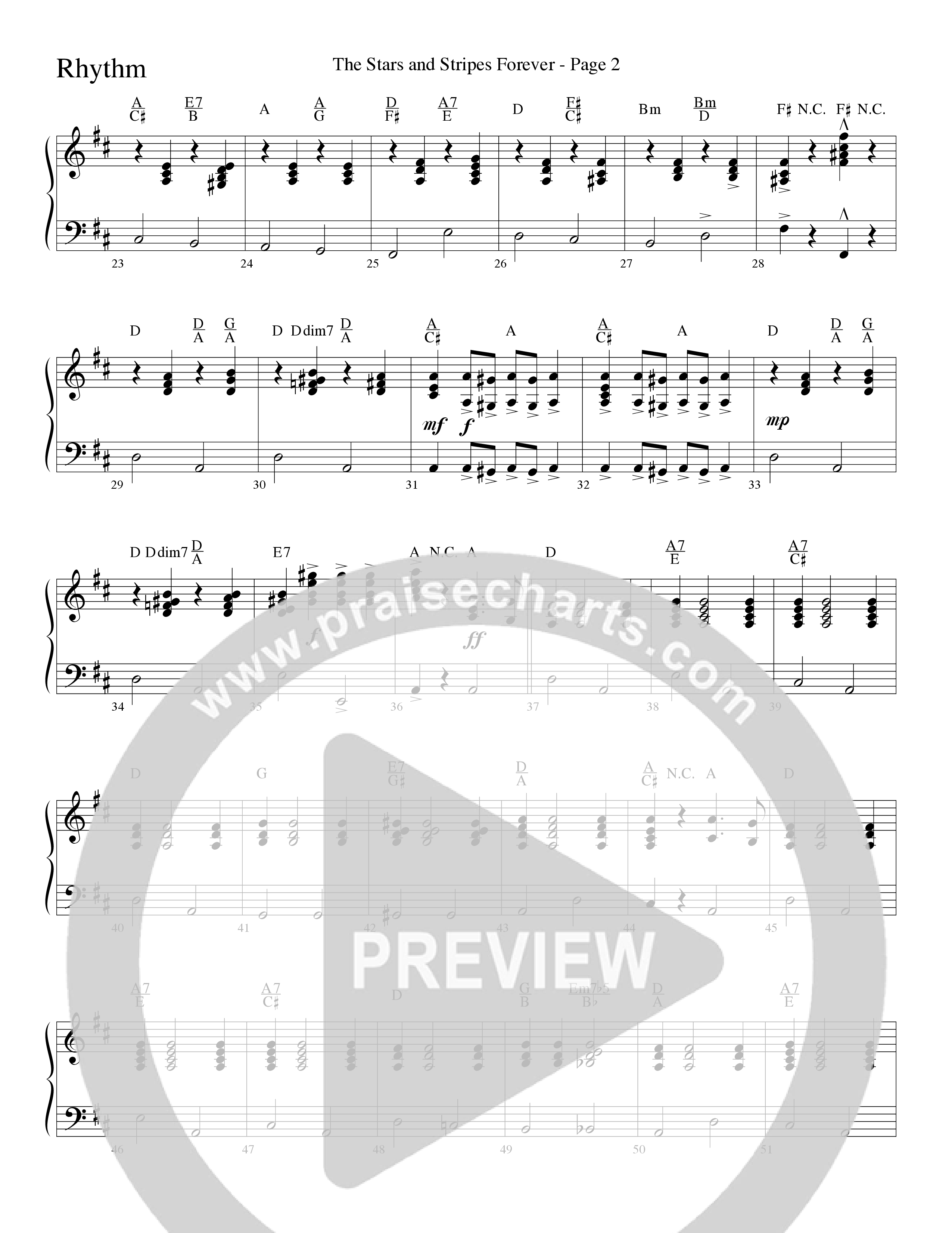 The Stars And Stripes Forever (Choral Anthem SATB) Rhythm Chart (Word Music Choral / Arr. David T. Clydesdale)