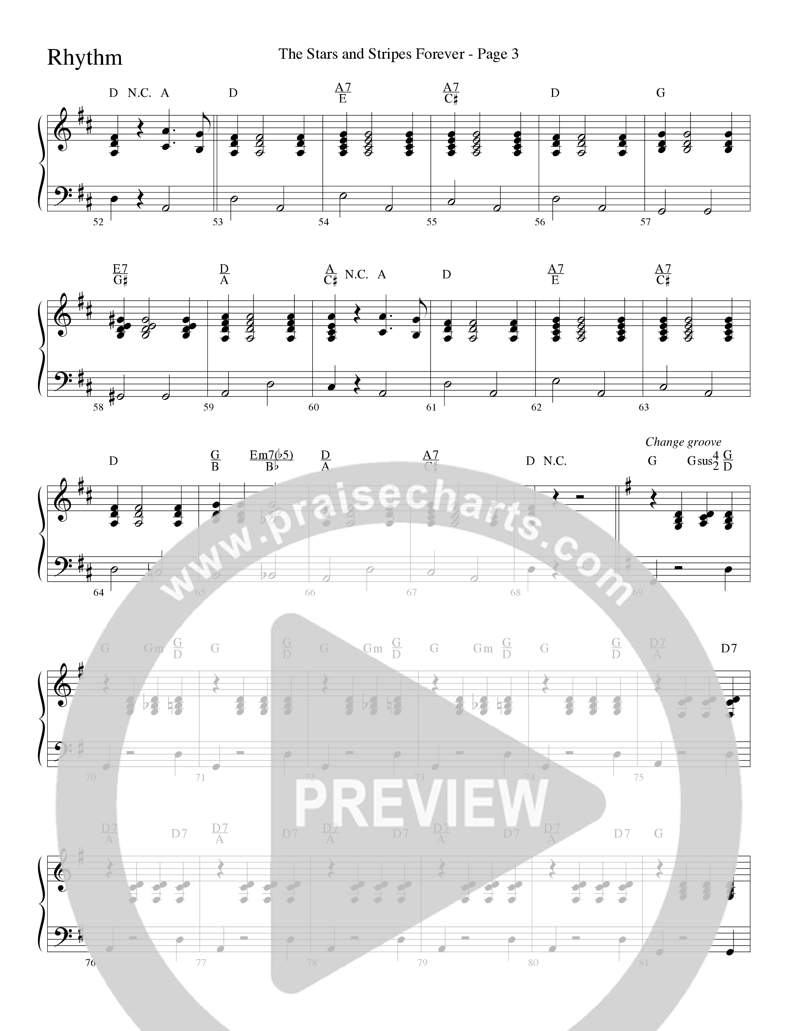 The Stars And Stripes Forever (Choral Anthem SATB) Rhythm Chart (Word Music Choral / Arr. David T. Clydesdale)