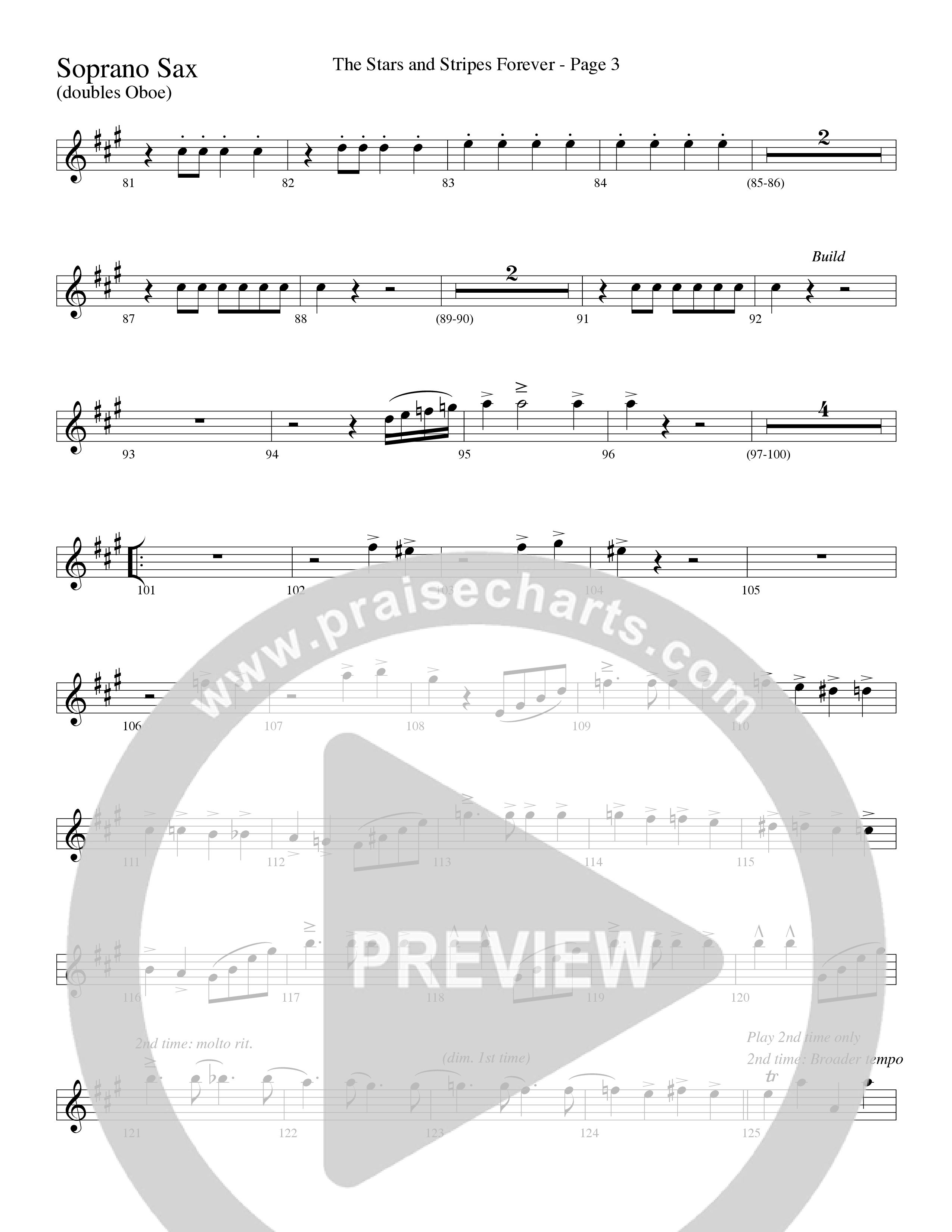 The Stars And Stripes Forever (Choral Anthem SATB) Soprano Sax (Word Music Choral / Arr. David T. Clydesdale)