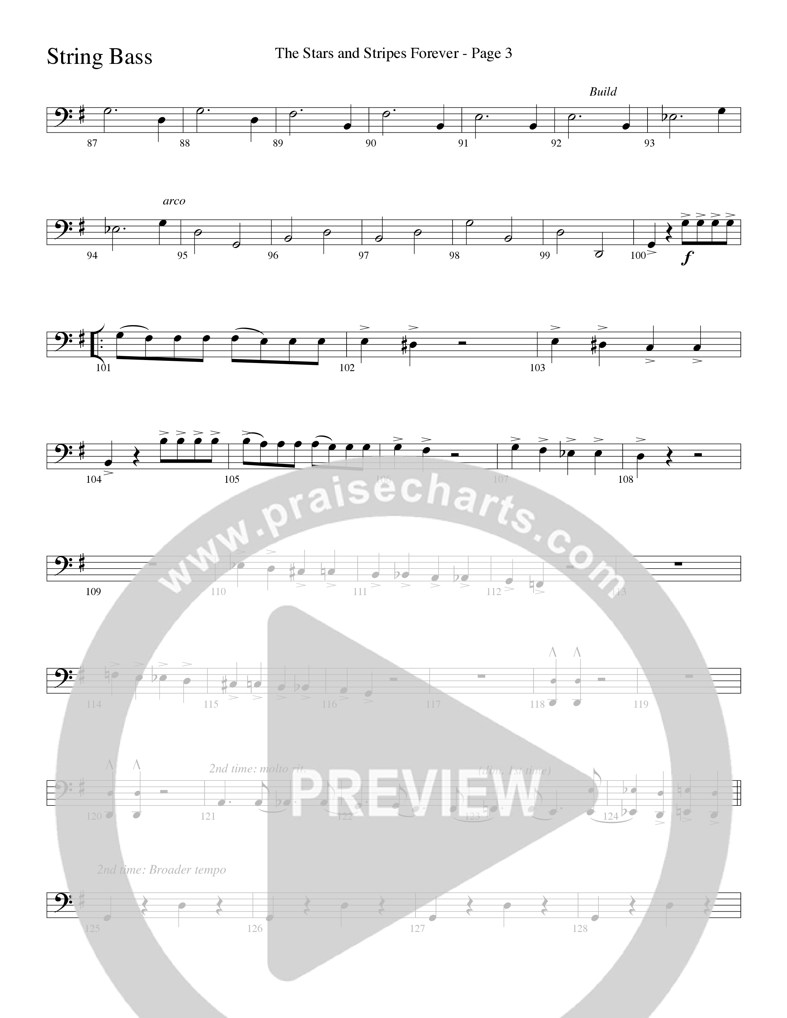 The Stars And Stripes Forever (Choral Anthem SATB) String Bass (Word Music Choral / Arr. David T. Clydesdale)