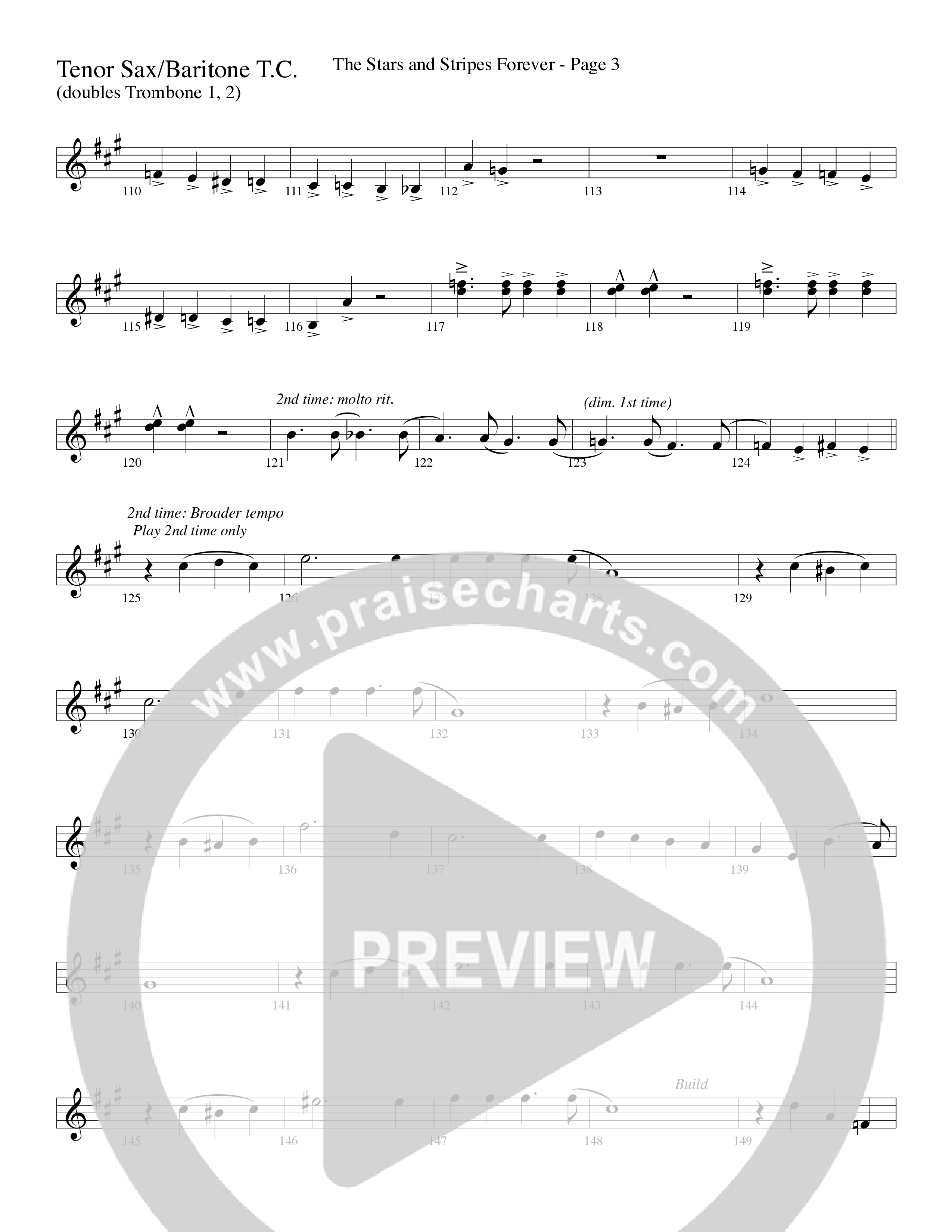 The Stars And Stripes Forever (Choral Anthem SATB) Tenor Sax/Baritone T.C. (Word Music Choral / Arr. David T. Clydesdale)