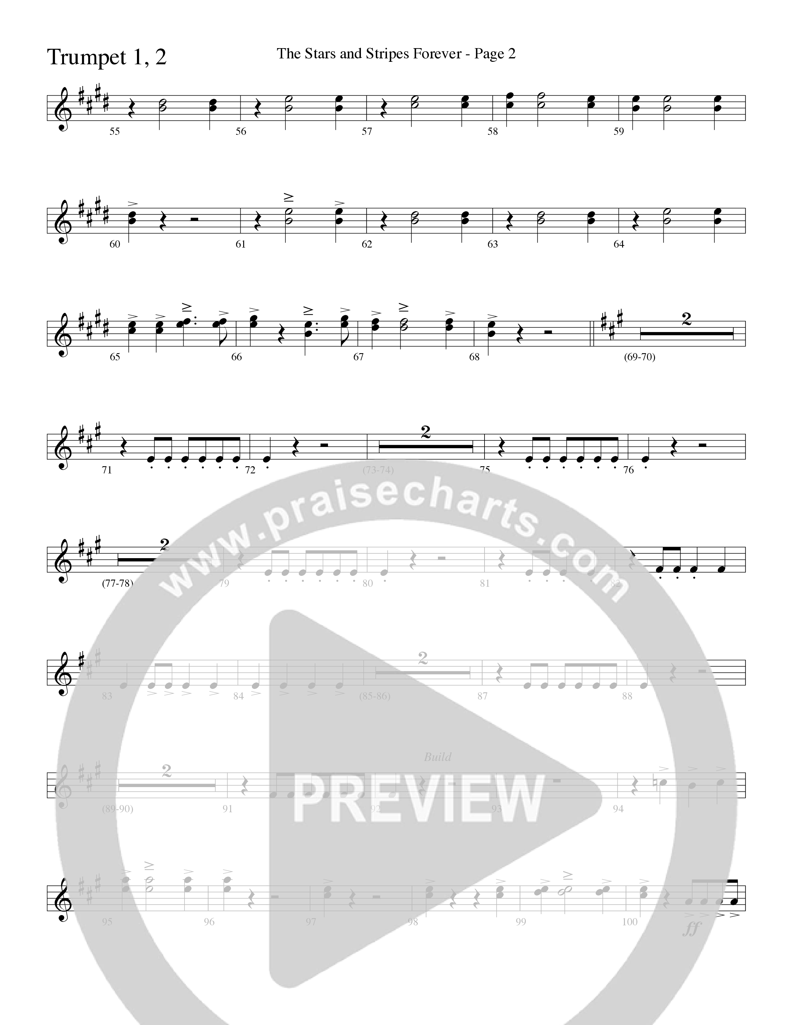 The Stars And Stripes Forever (Choral Anthem SATB) Trumpet 1,2 (Word Music Choral / Arr. David T. Clydesdale)