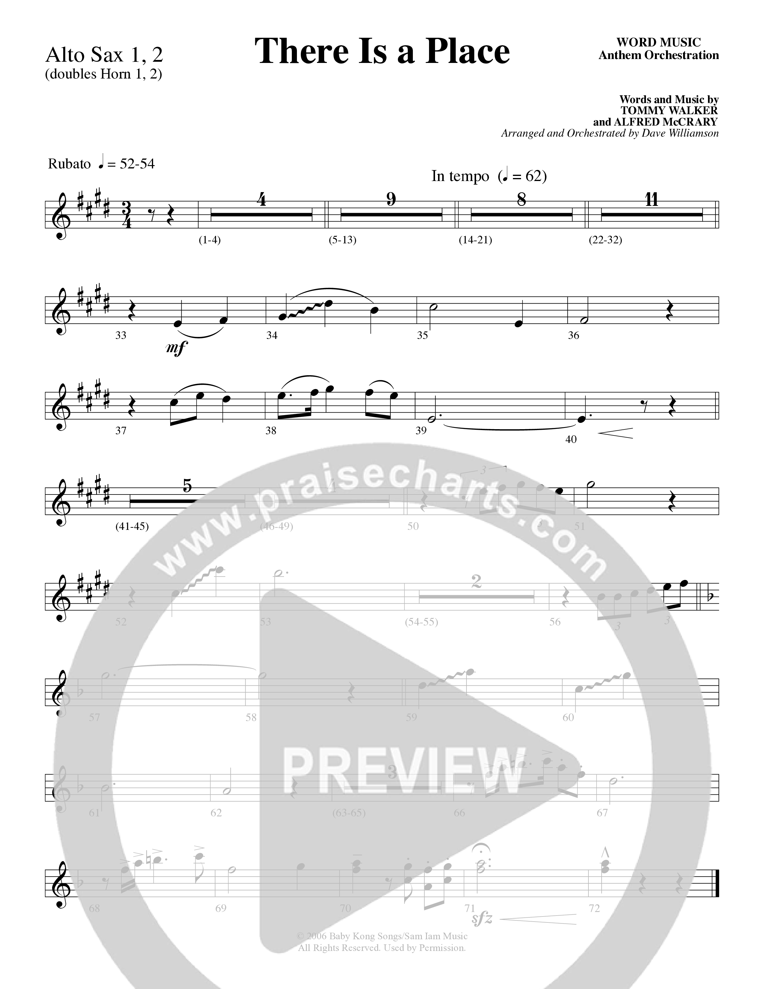 There Is a Place (Choral Anthem SATB) Alto Sax (Word Music Choral / Arr. Dave Williamson)