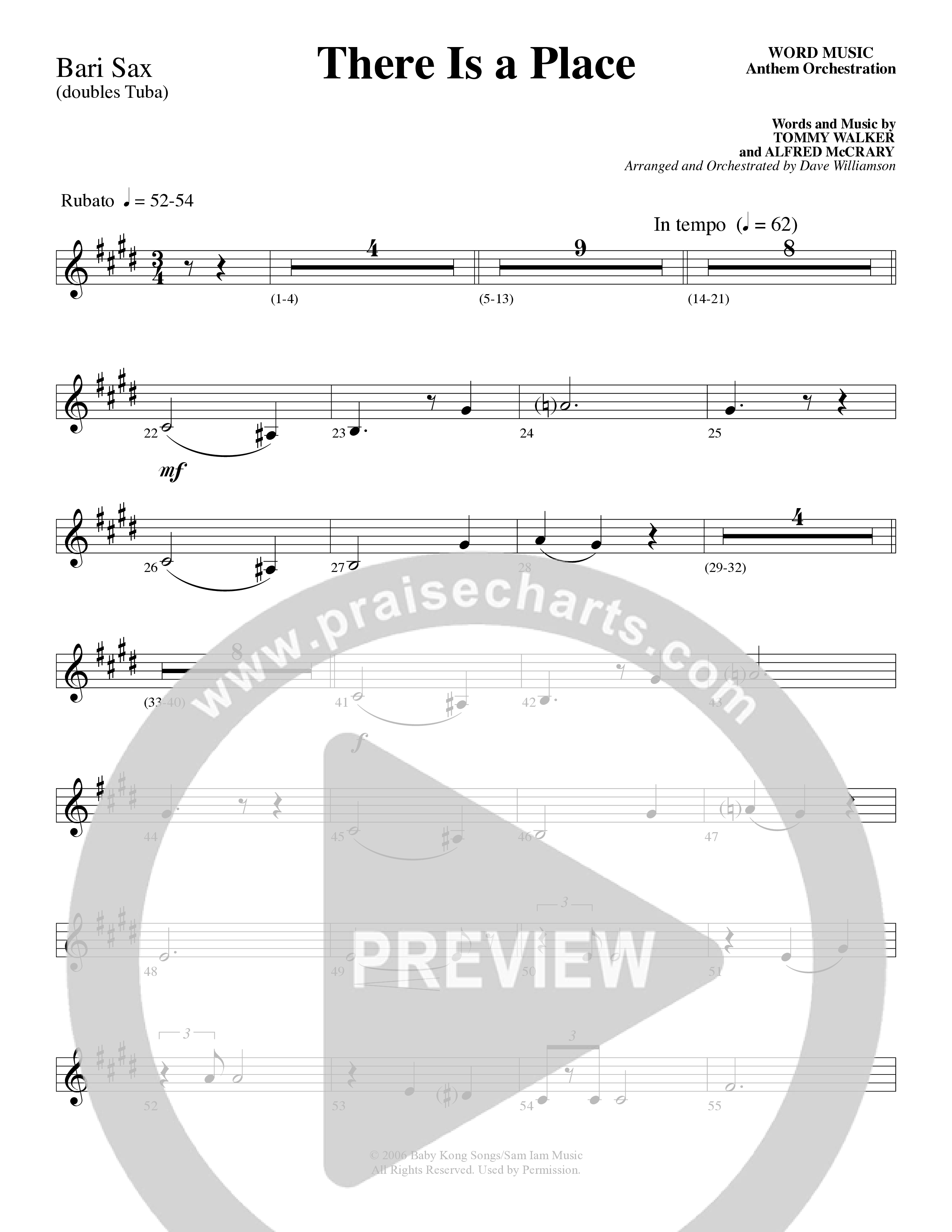 There Is a Place (Choral Anthem SATB) Bari Sax (Word Music Choral / Arr. Dave Williamson)