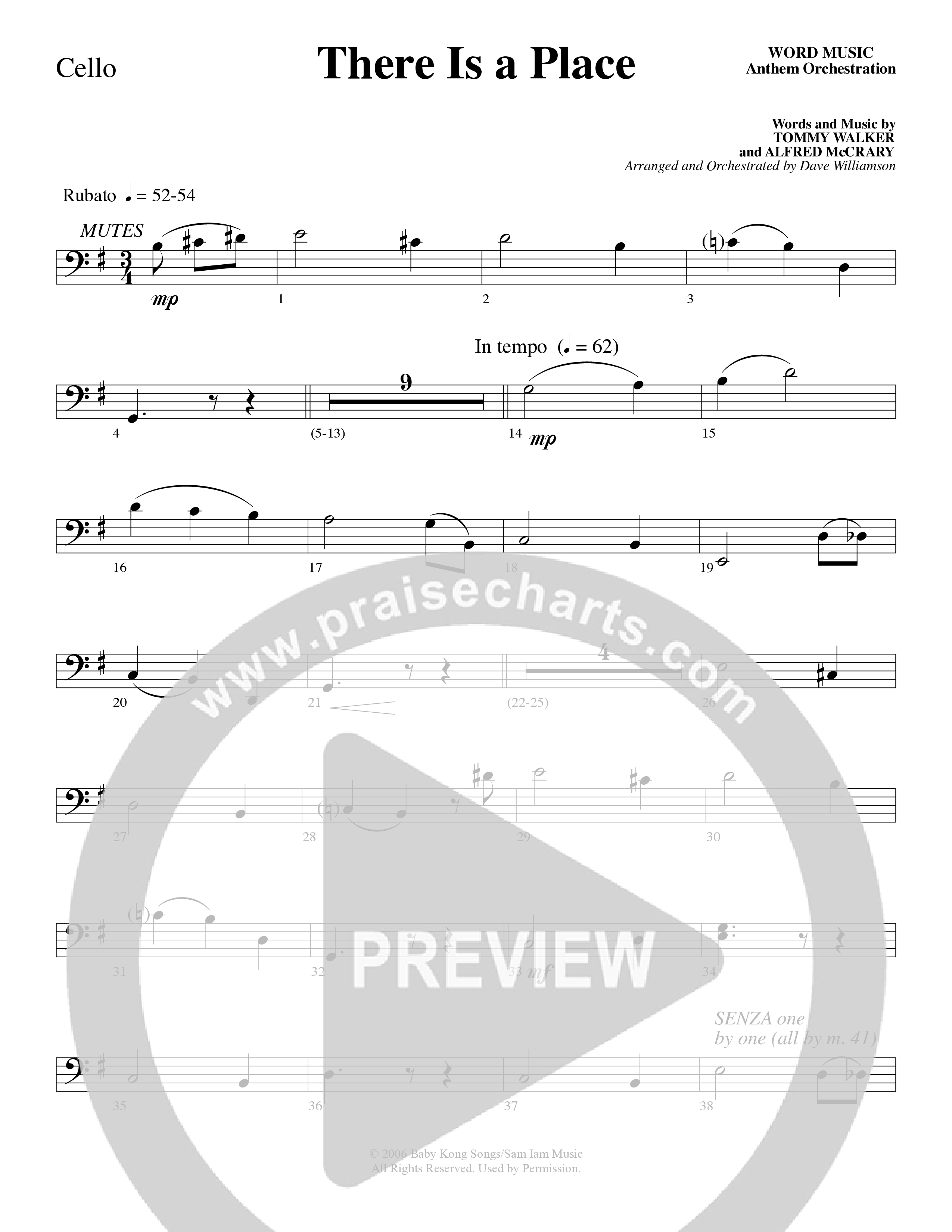 There Is a Place (Choral Anthem SATB) Cello (Word Music Choral / Arr. Dave Williamson)
