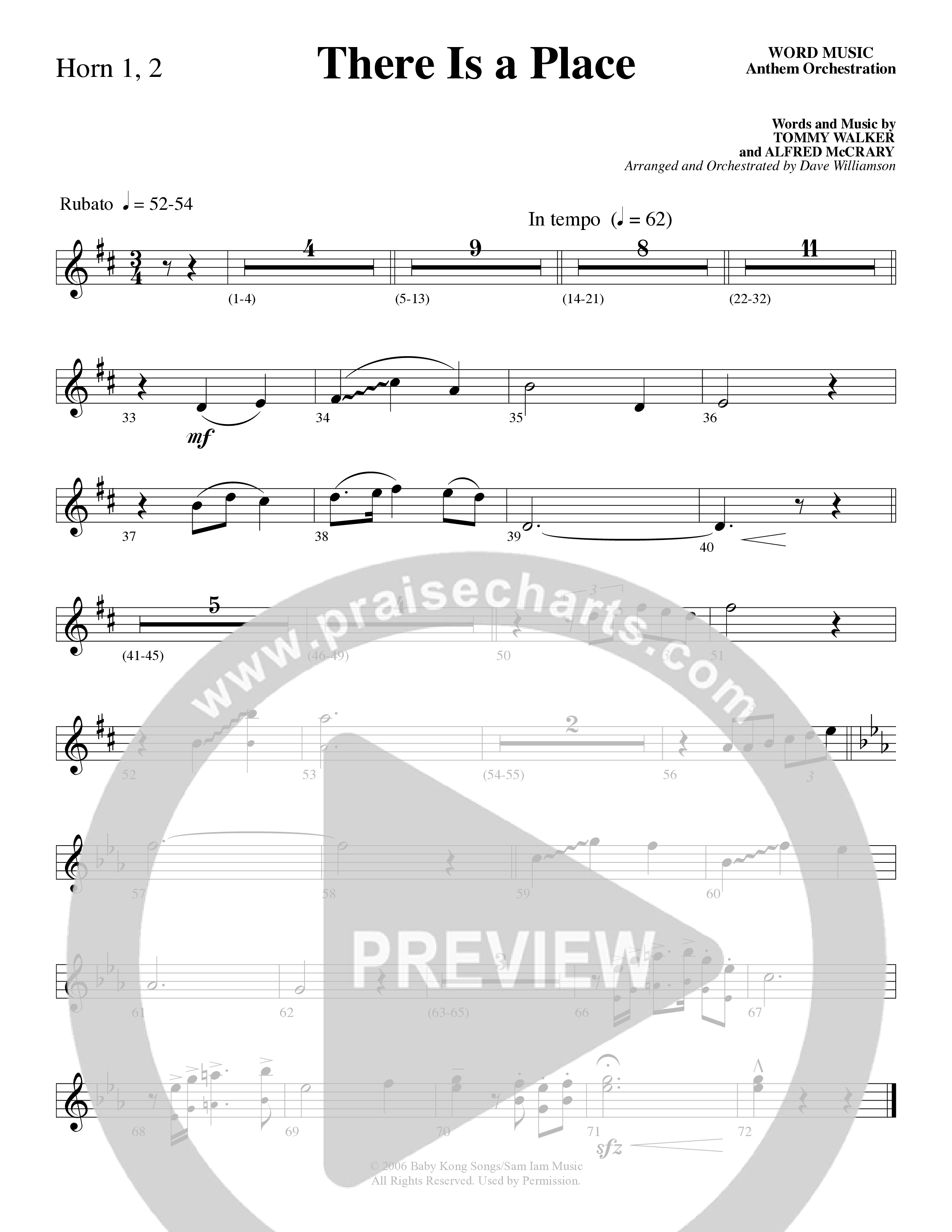 There Is a Place (Choral Anthem SATB) French Horn 1/2 (Word Music Choral / Arr. Dave Williamson)