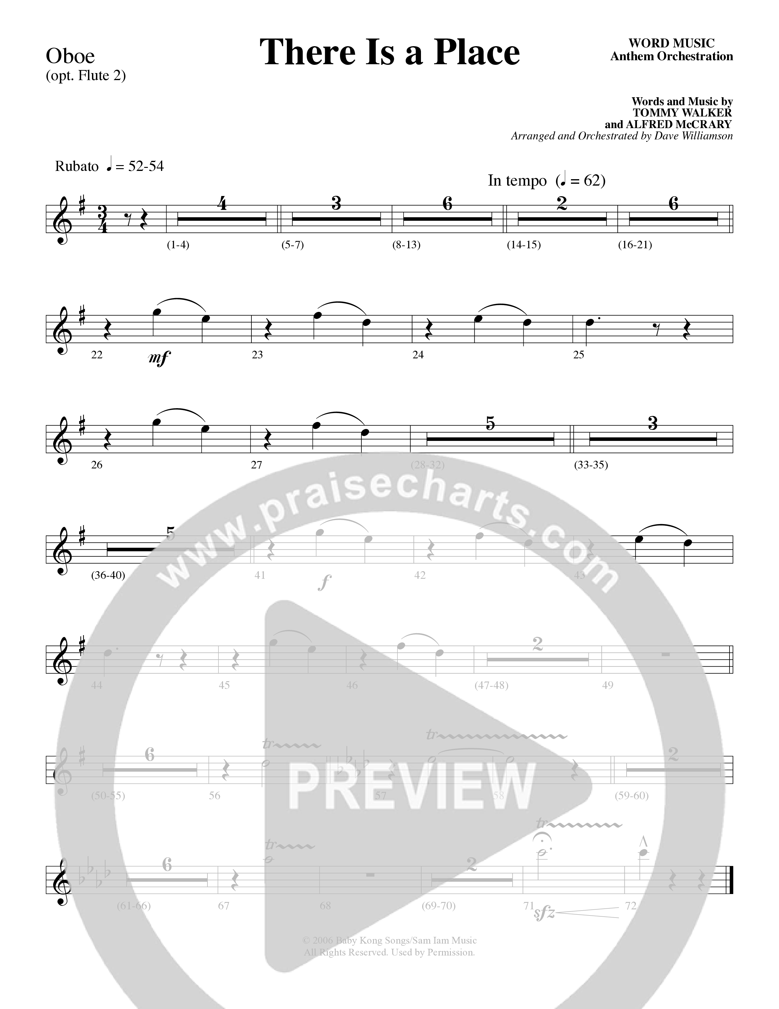 There Is a Place (Choral Anthem SATB) Oboe (Word Music Choral / Arr. Dave Williamson)