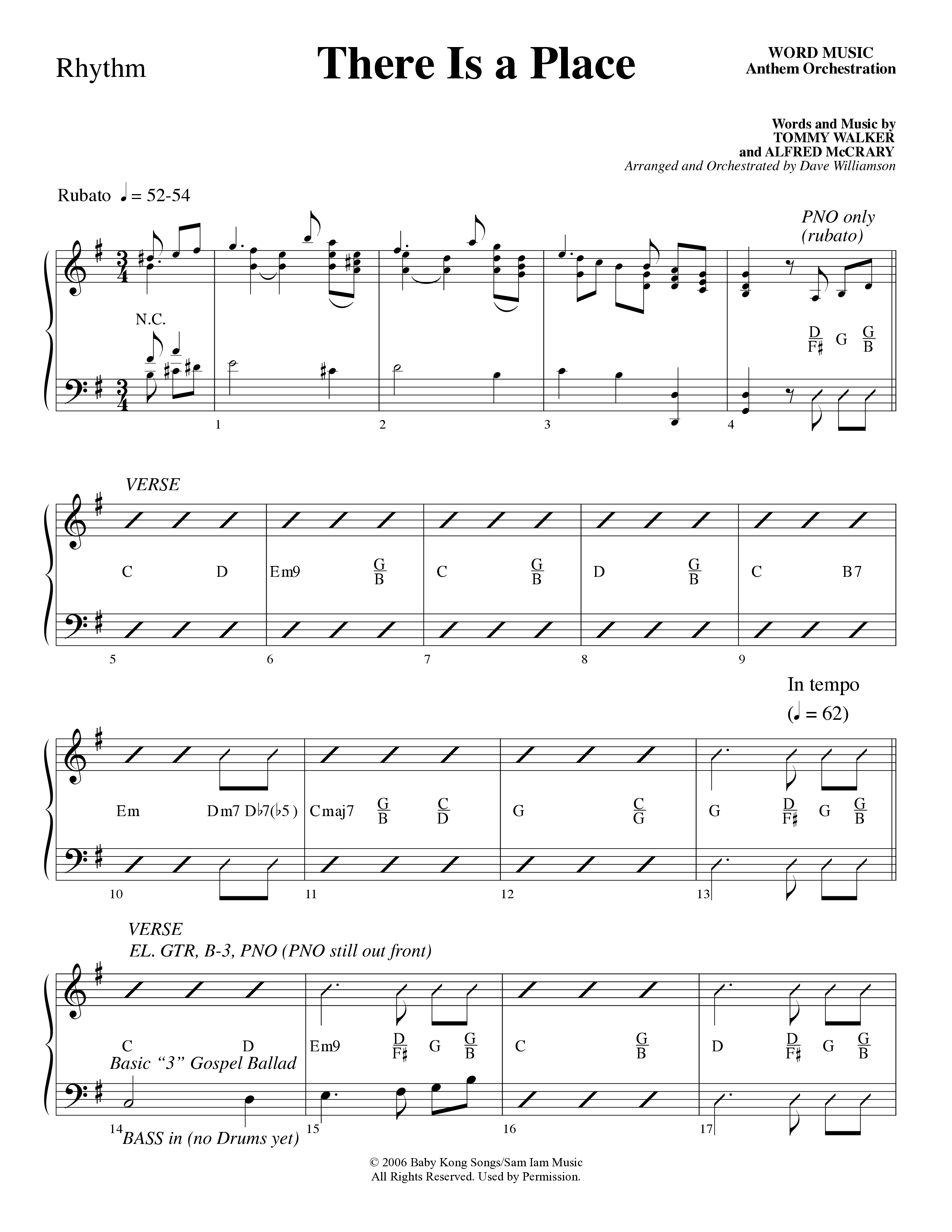 There Is a Place (Choral Anthem SATB) Rhythm Chart (Word Music Choral / Arr. Dave Williamson)