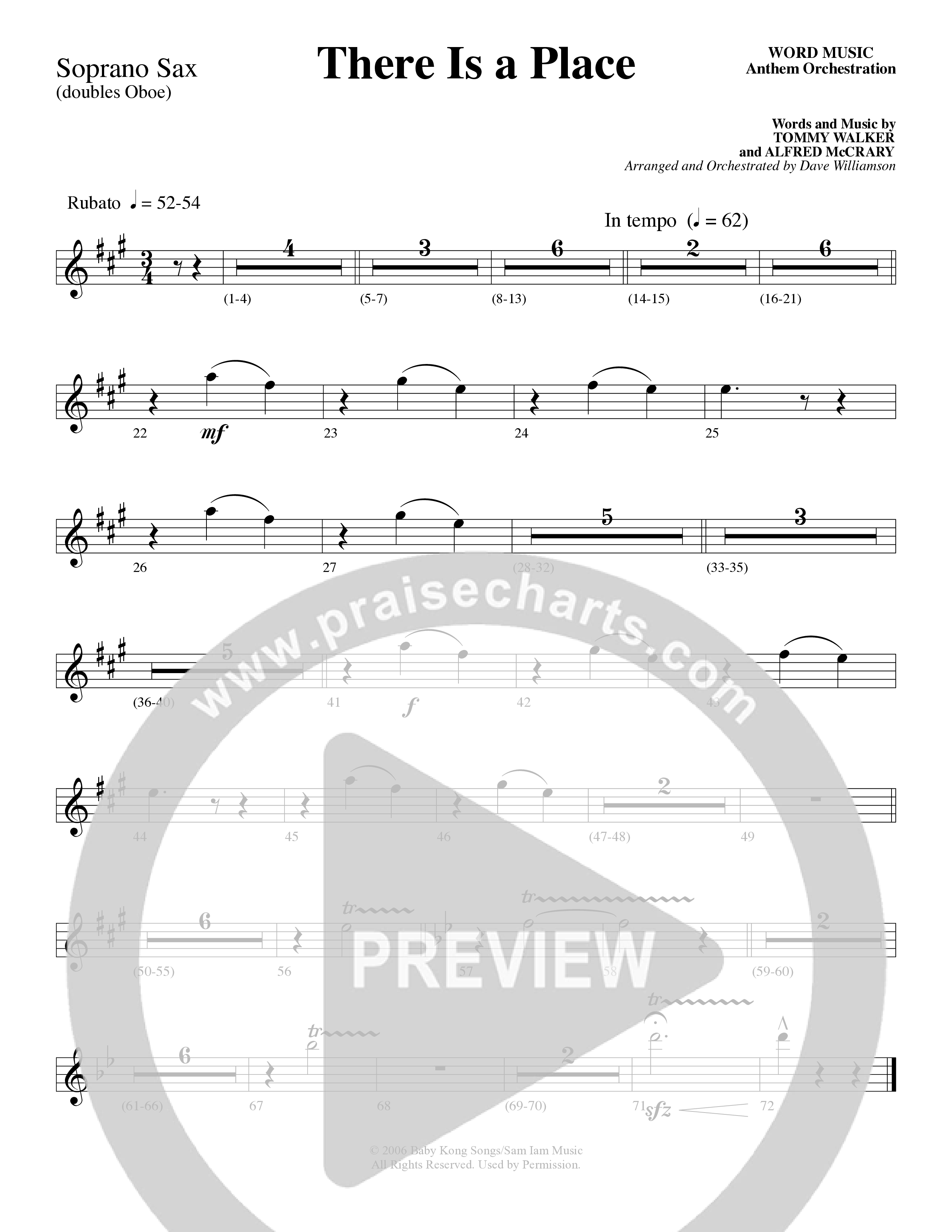 There Is a Place (Choral Anthem SATB) Soprano Sax (Word Music Choral / Arr. Dave Williamson)
