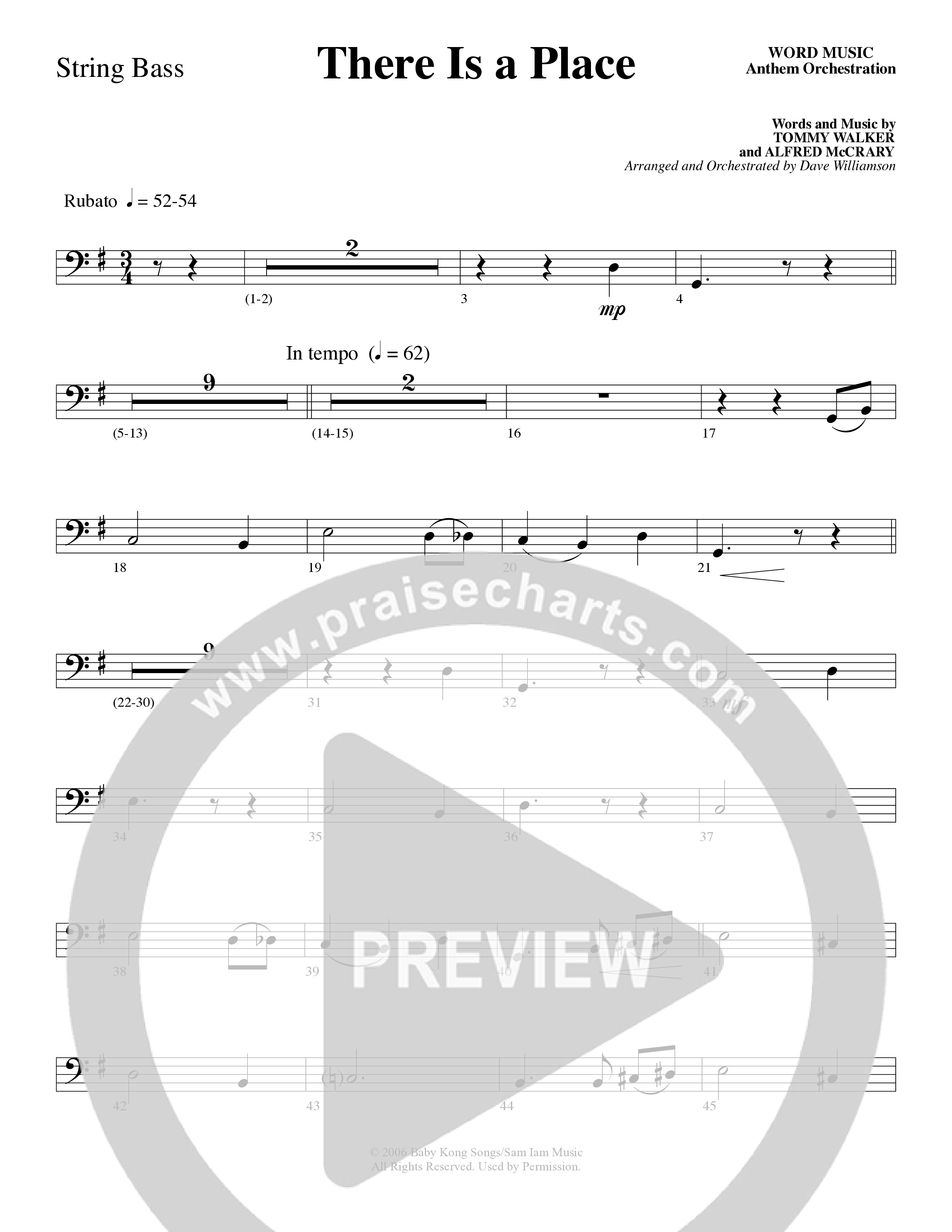 There Is a Place (Choral Anthem SATB) String Bass (Word Music Choral / Arr. Dave Williamson)