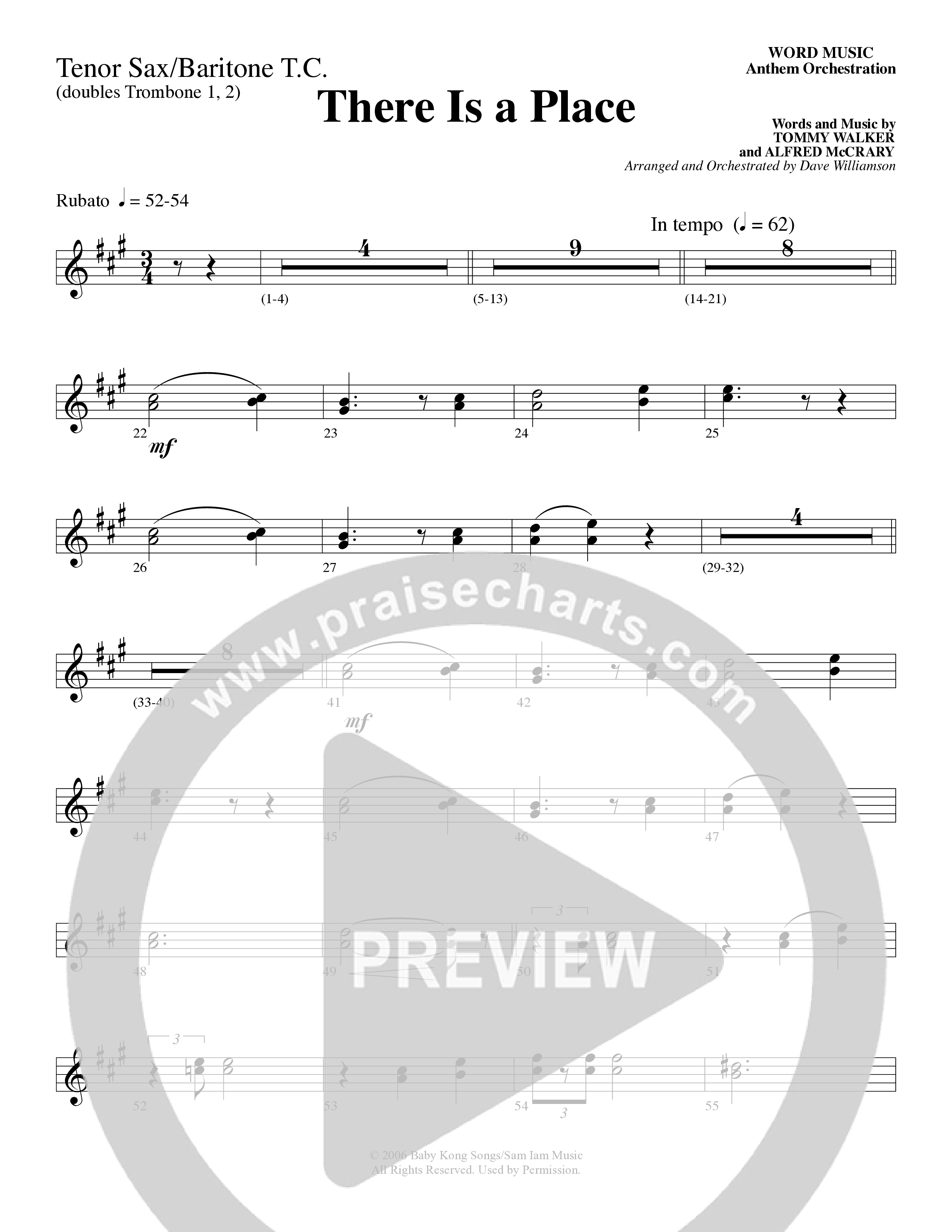 There Is a Place (Choral Anthem SATB) Tenor Sax/Baritone T.C. (Word Music Choral / Arr. Dave Williamson)