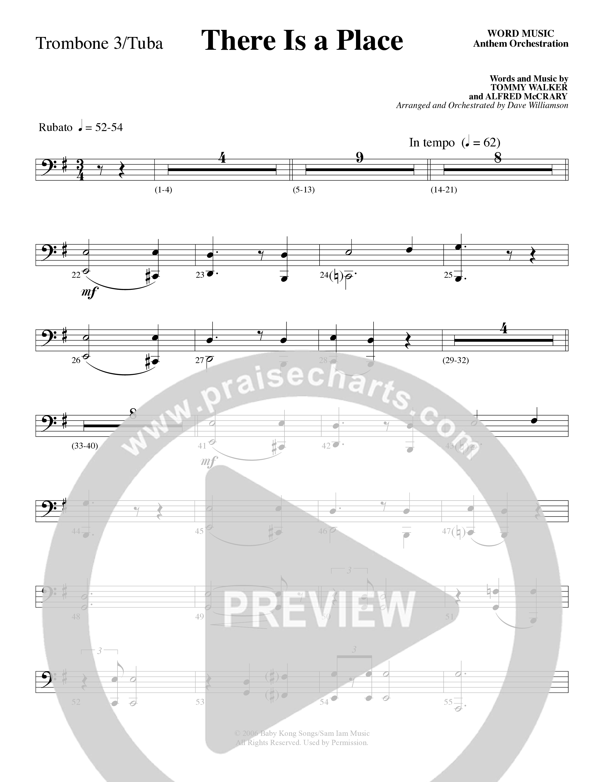 There Is a Place (Choral Anthem SATB) Trombone 3/Tuba (Word Music Choral / Arr. Dave Williamson)