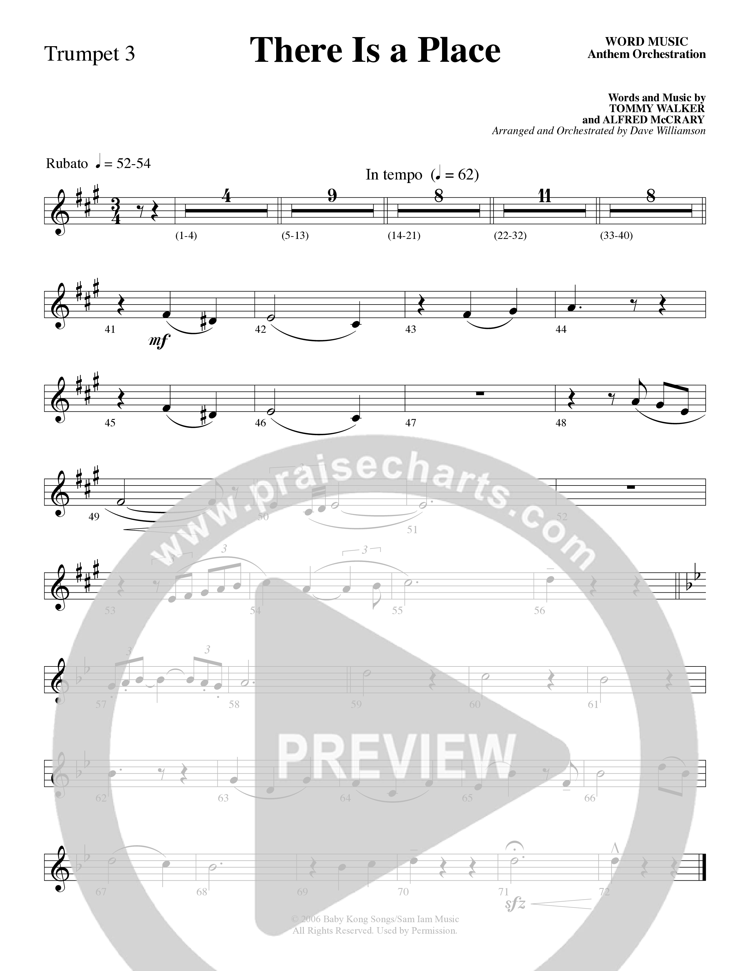 There Is a Place (Choral Anthem SATB) Trumpet 3 (Word Music Choral / Arr. Dave Williamson)
