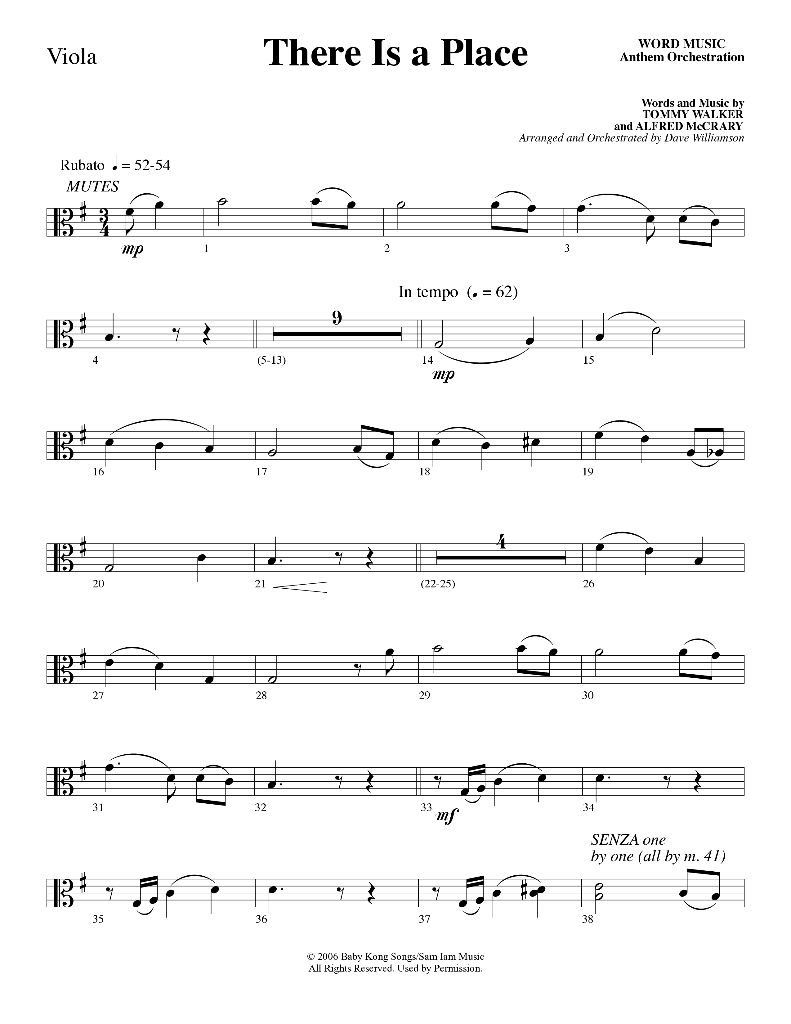 There Is a Place (Choral Anthem SATB) Viola (Word Music Choral / Arr. Dave Williamson)