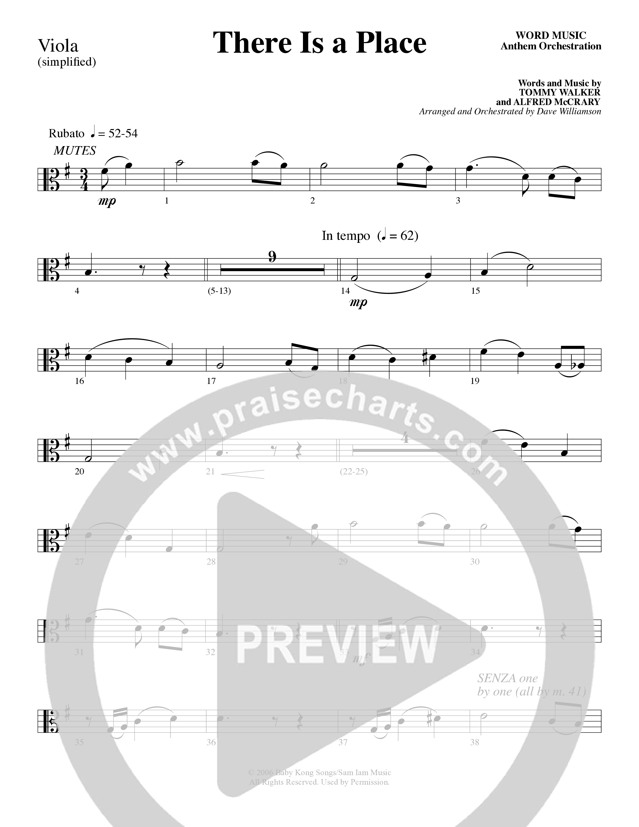 There Is a Place (Choral Anthem SATB) Viola (Word Music Choral / Arr. Dave Williamson)
