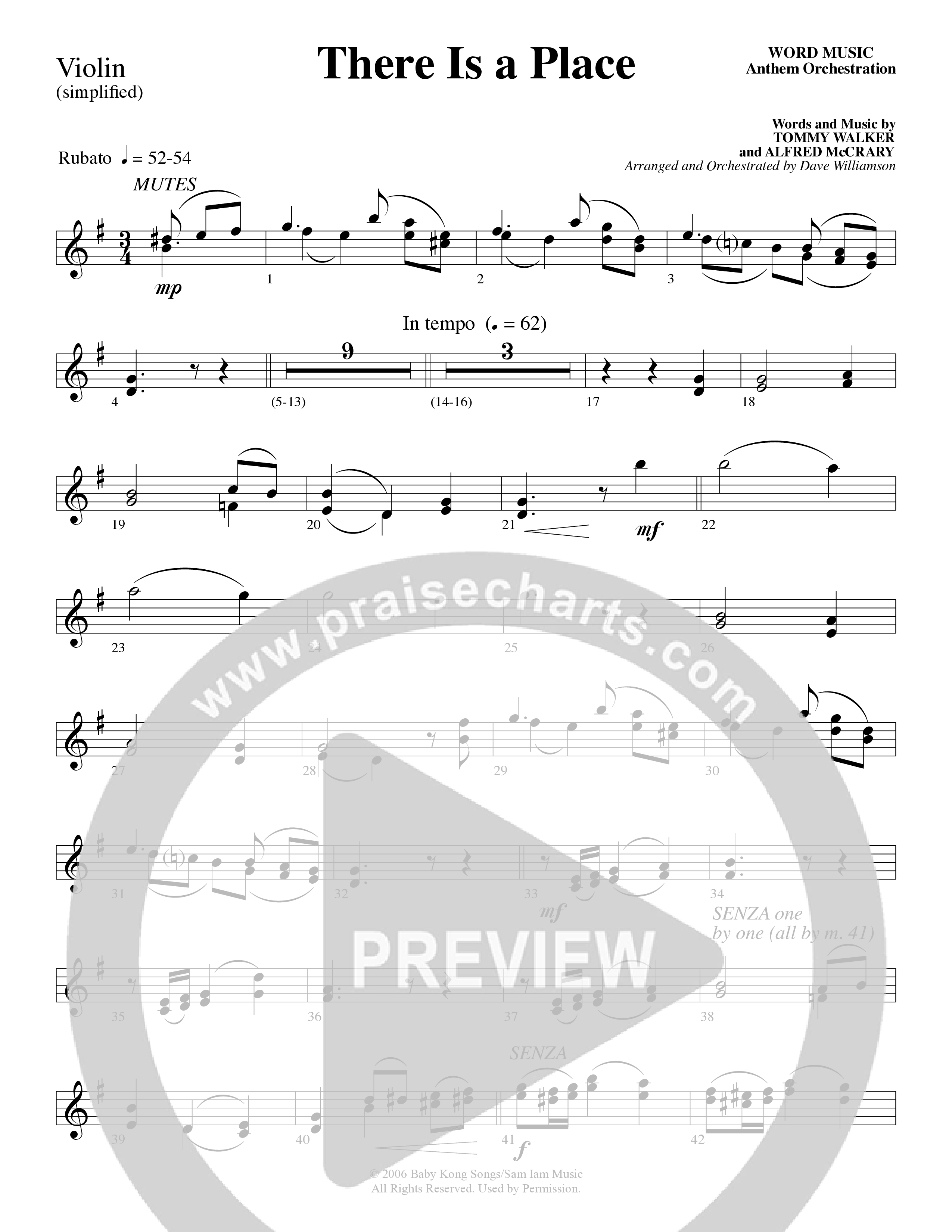 There Is a Place (Choral Anthem SATB) Violin 1/2 (Word Music Choral / Arr. Dave Williamson)