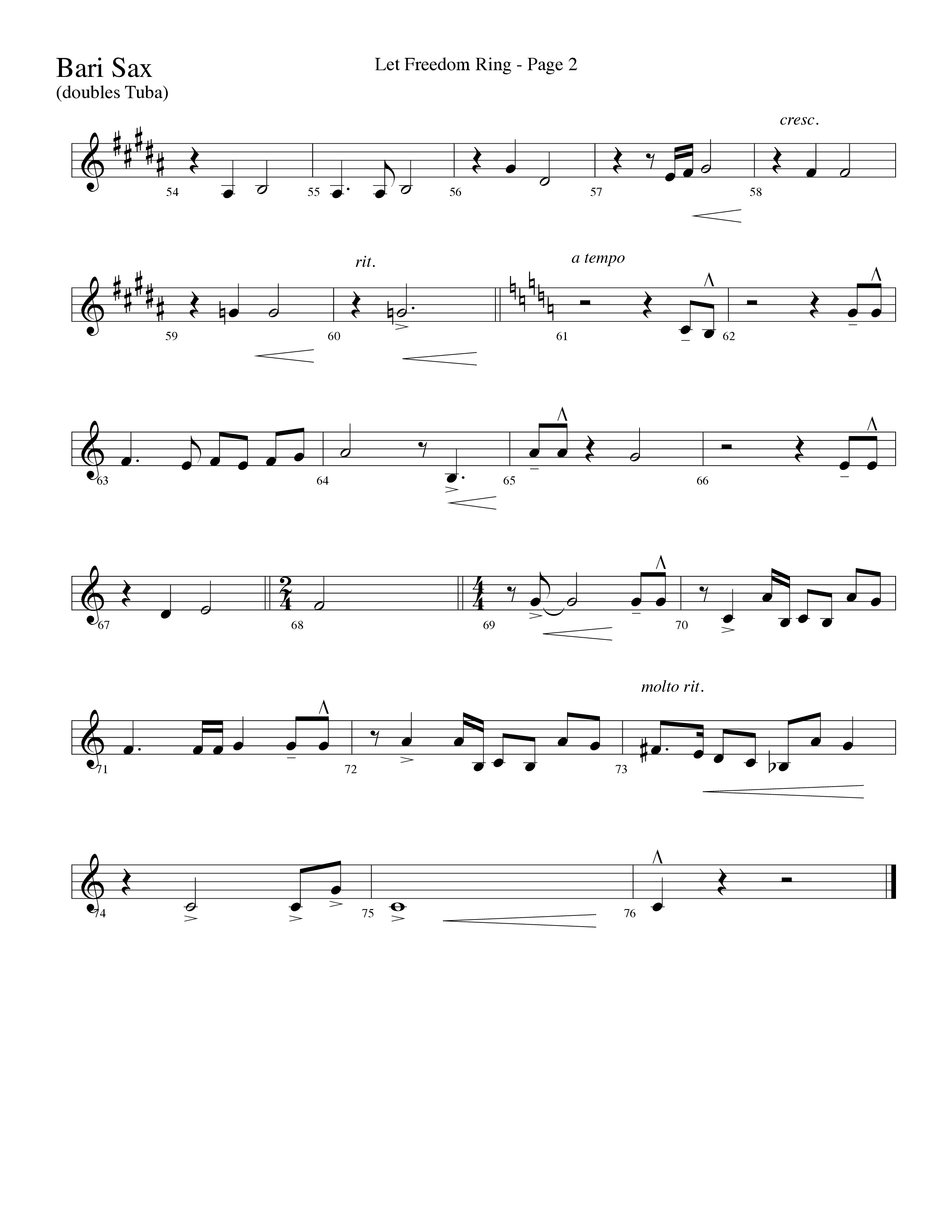 Let Freedom Ring (Choral Anthem SATB) Bari Sax (Word Music Choral / Arr. Camp Kirkland)