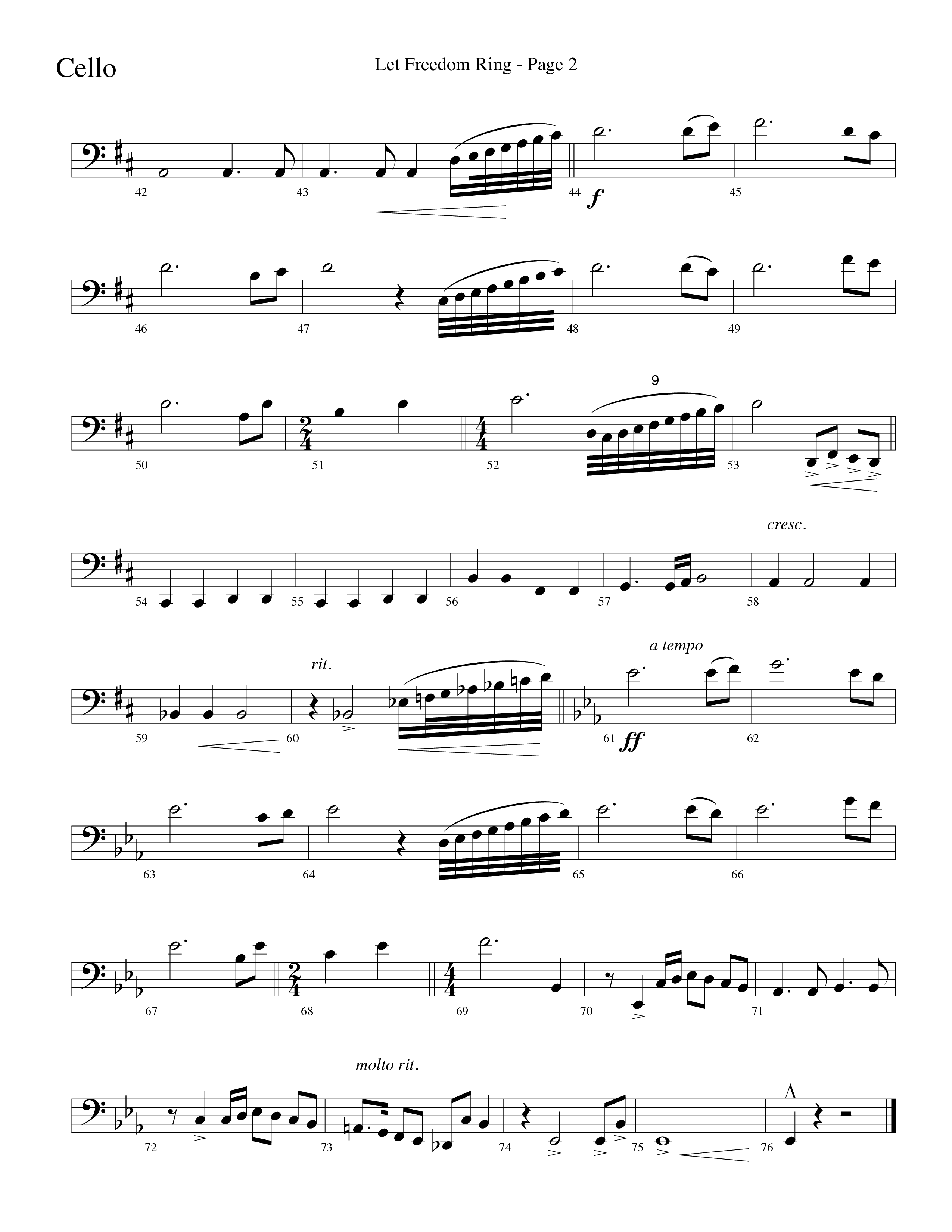 Let Freedom Ring (Choral Anthem SATB) Cello (Word Music Choral / Arr. Camp Kirkland)
