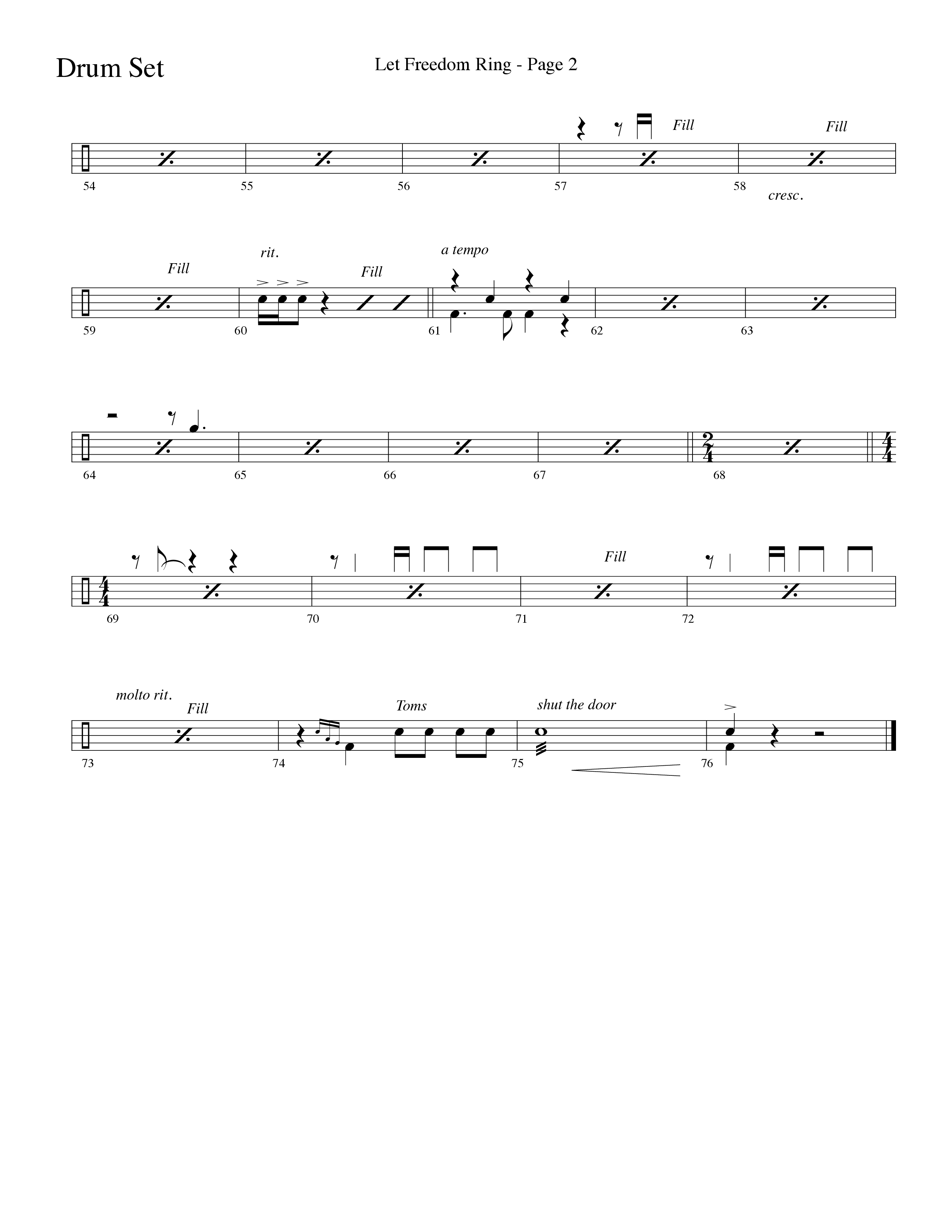 Let Freedom Ring (Choral Anthem SATB) Drum Set (Word Music Choral / Arr. Camp Kirkland)