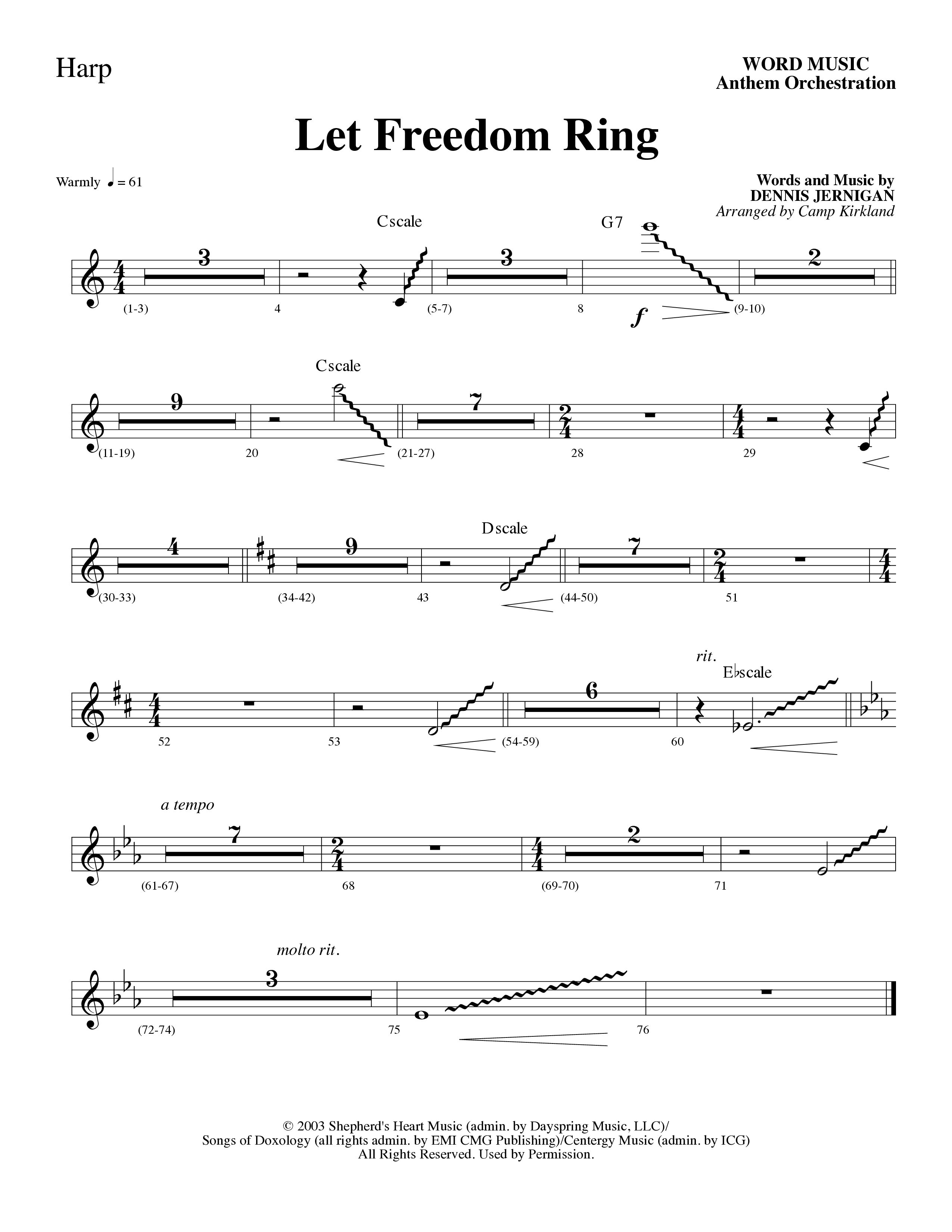Let Freedom Ring (Choral Anthem SATB) Harp (Word Music Choral / Arr. Camp Kirkland)
