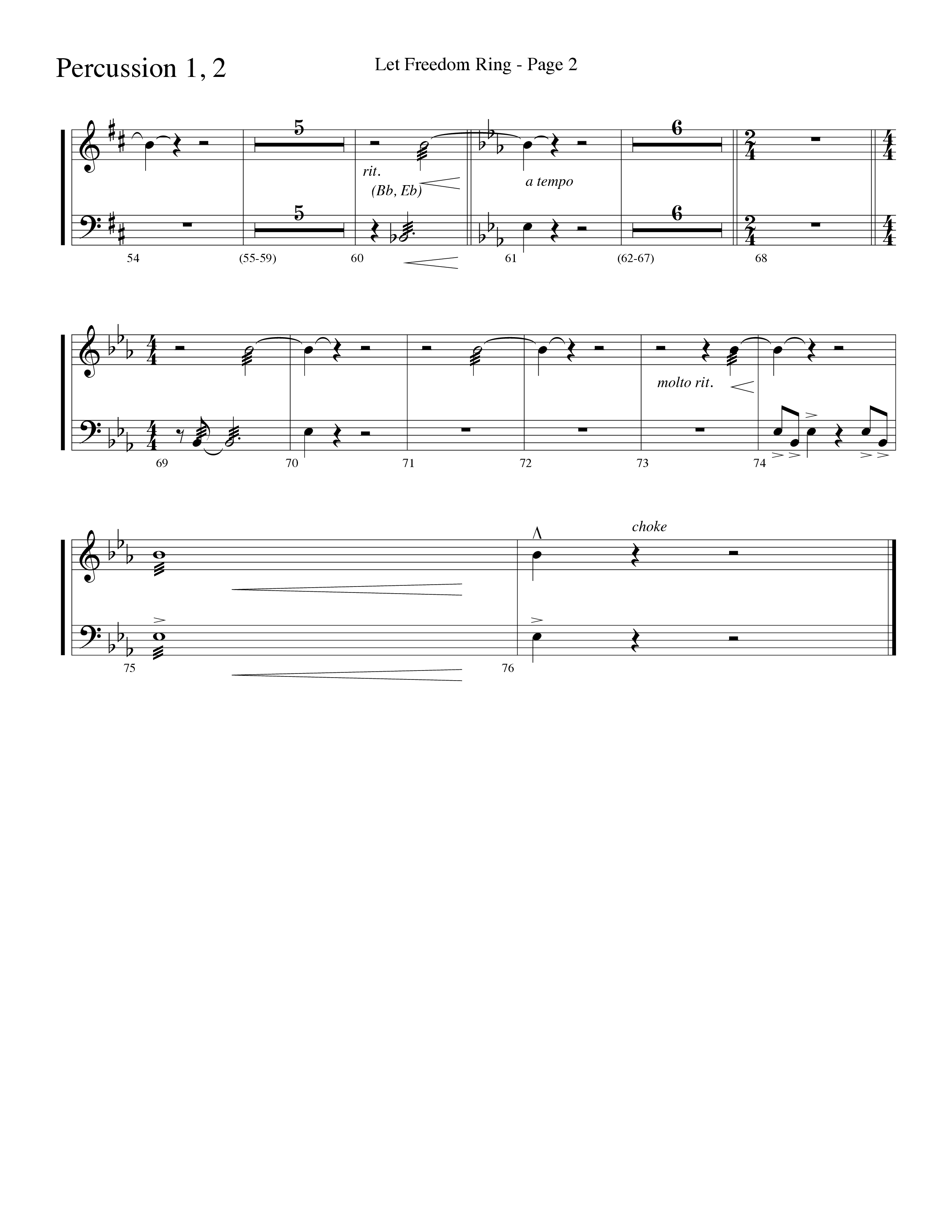 Let Freedom Ring (Choral Anthem SATB) Percussion 1/2 (Word Music Choral / Arr. Camp Kirkland)
