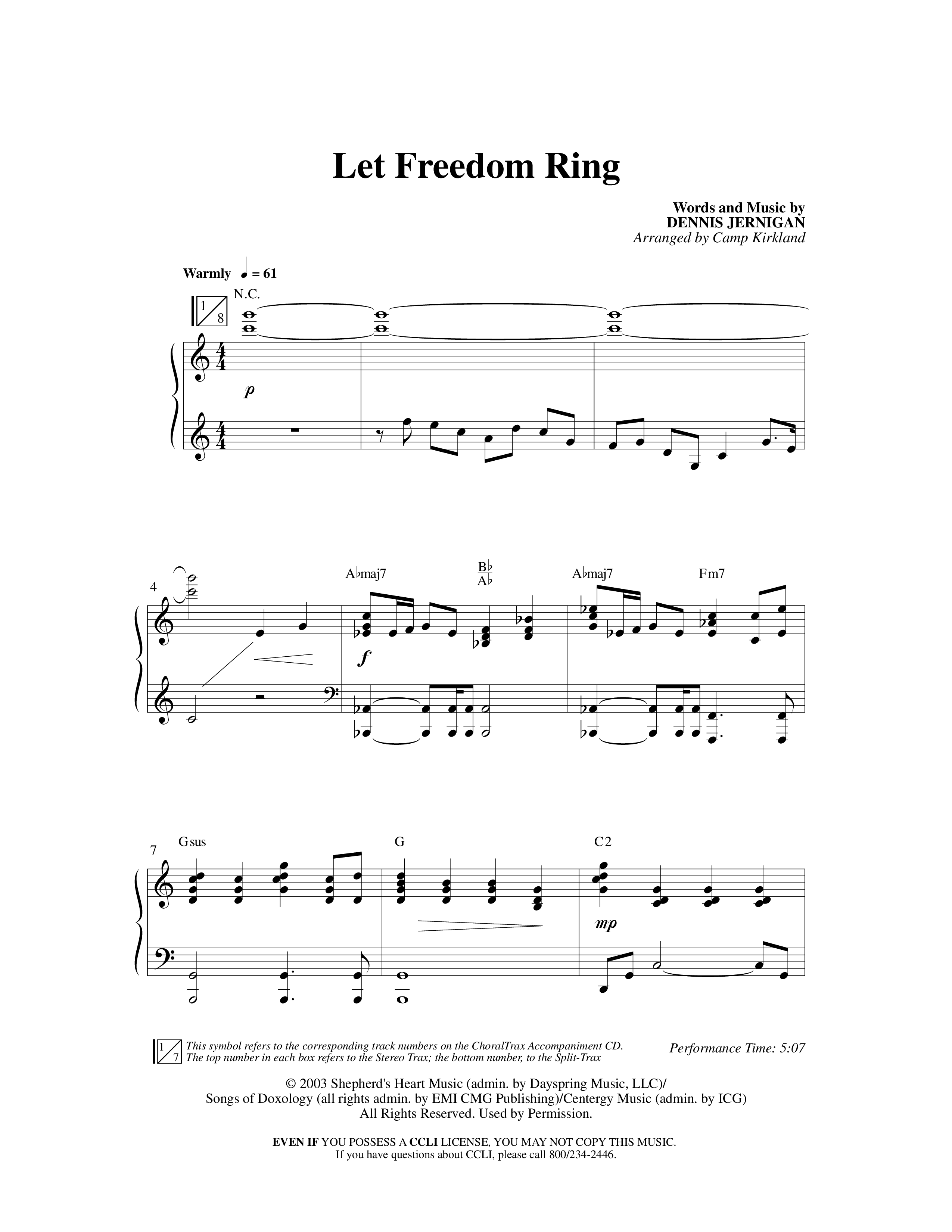 Let Freedom Ring (Choral Anthem SATB) Anthem (SATB/Piano) (Word Music Choral / Arr. Camp Kirkland)
