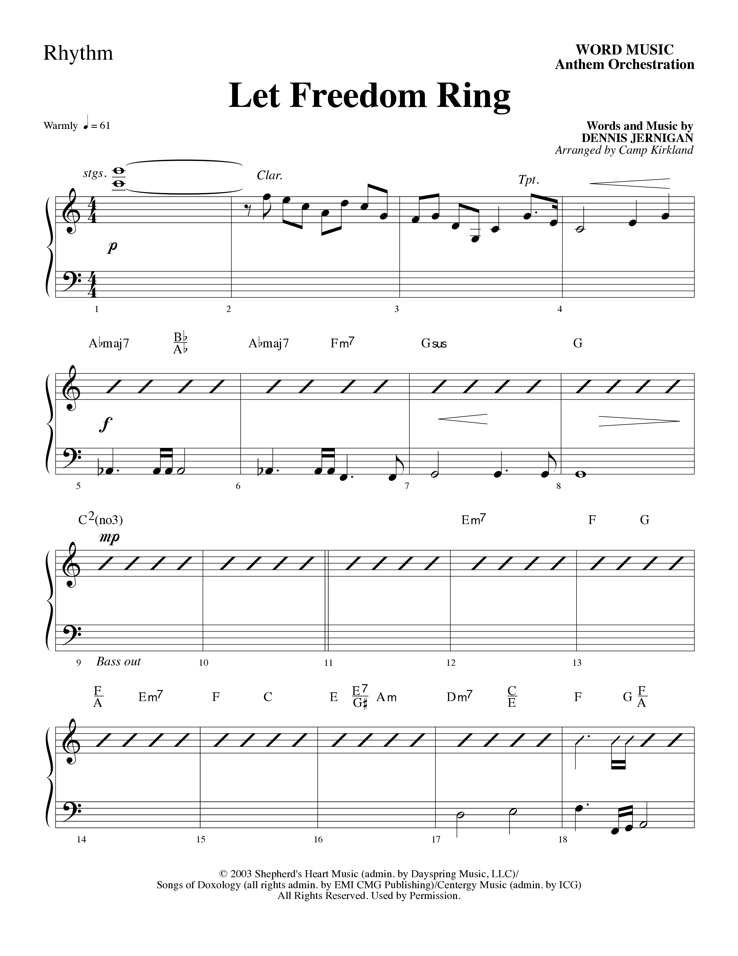Let Freedom Ring (Choral Anthem SATB) Rhythm Chart (Word Music Choral / Arr. Camp Kirkland)