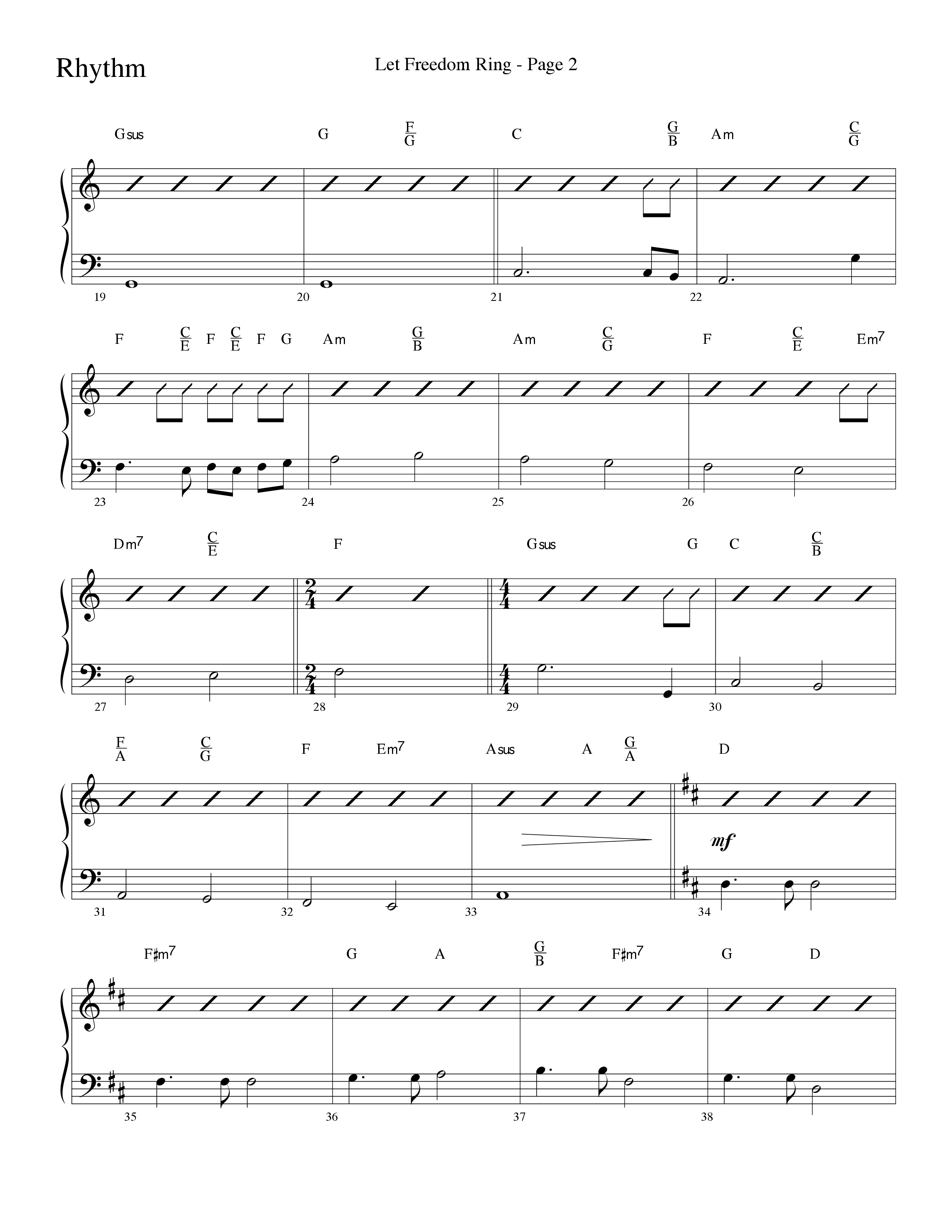 Let Freedom Ring (Choral Anthem SATB) Rhythm Chart (Word Music Choral / Arr. Camp Kirkland)