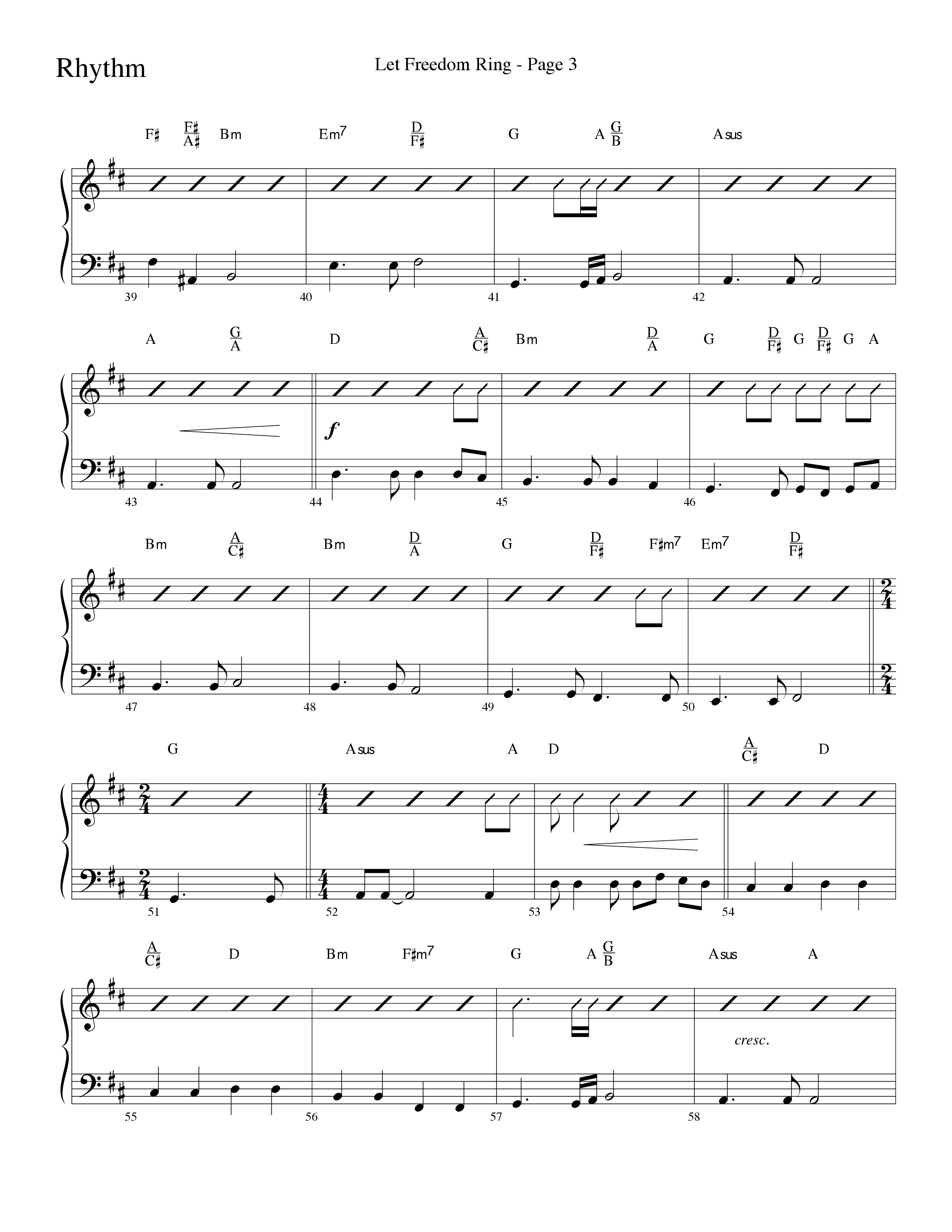 Let Freedom Ring (Choral Anthem SATB) Rhythm Chart (Word Music Choral / Arr. Camp Kirkland)