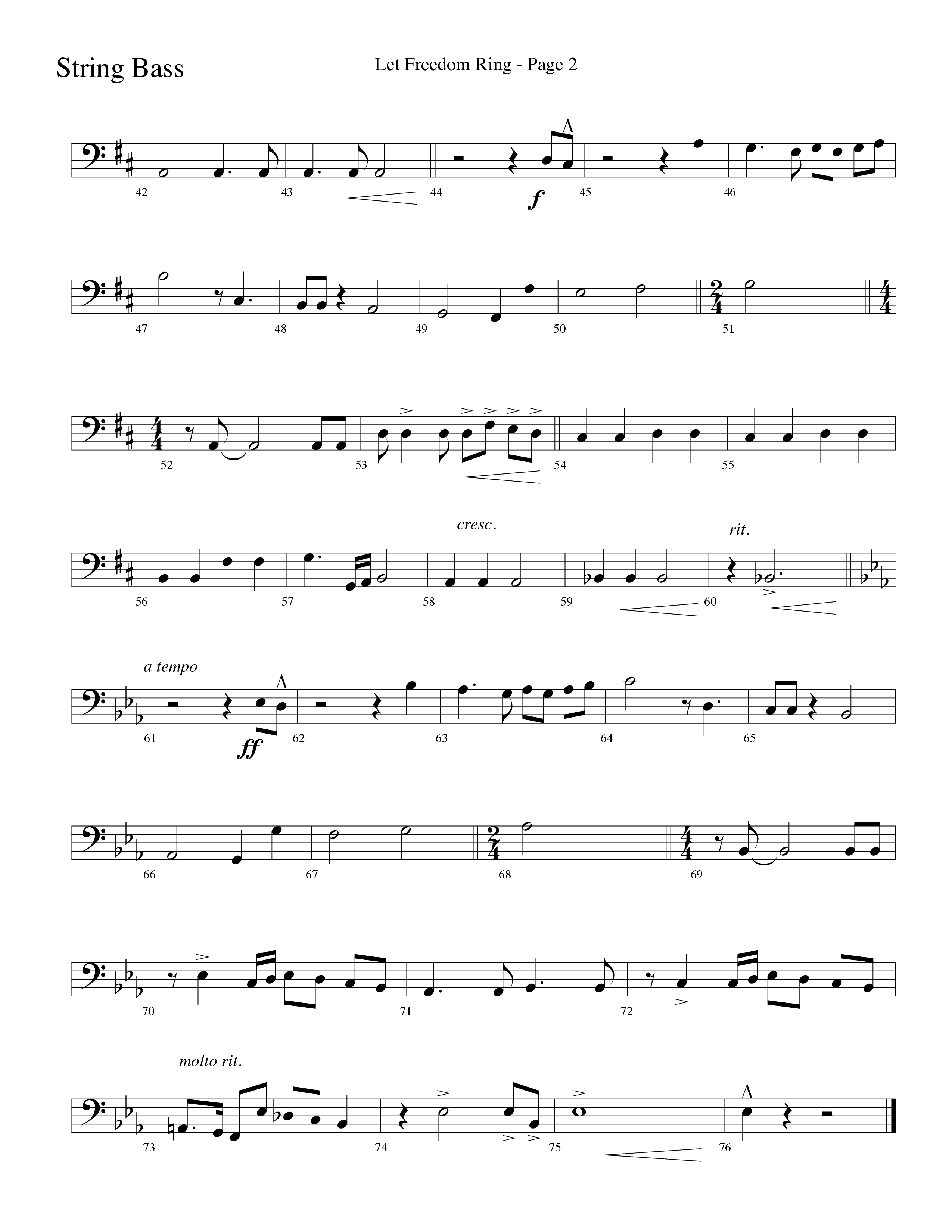 Let Freedom Ring (Choral Anthem SATB) String Bass (Word Music Choral / Arr. Camp Kirkland)