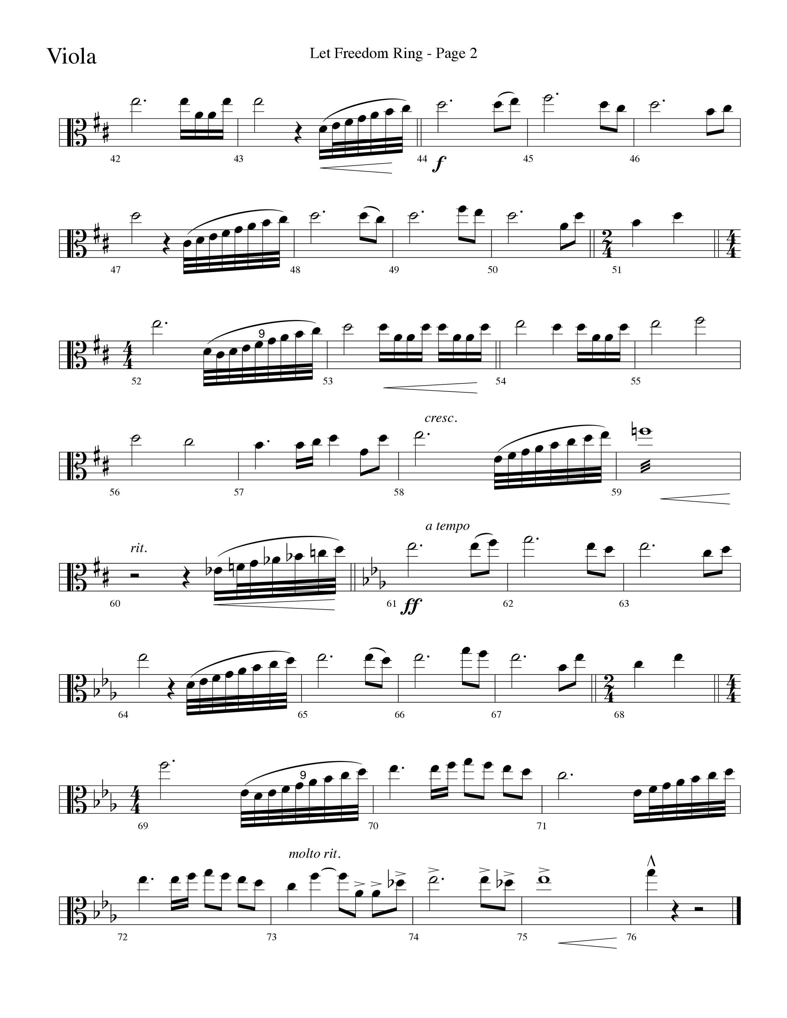 Let Freedom Ring (Choral Anthem SATB) Viola (Word Music Choral / Arr. Camp Kirkland)