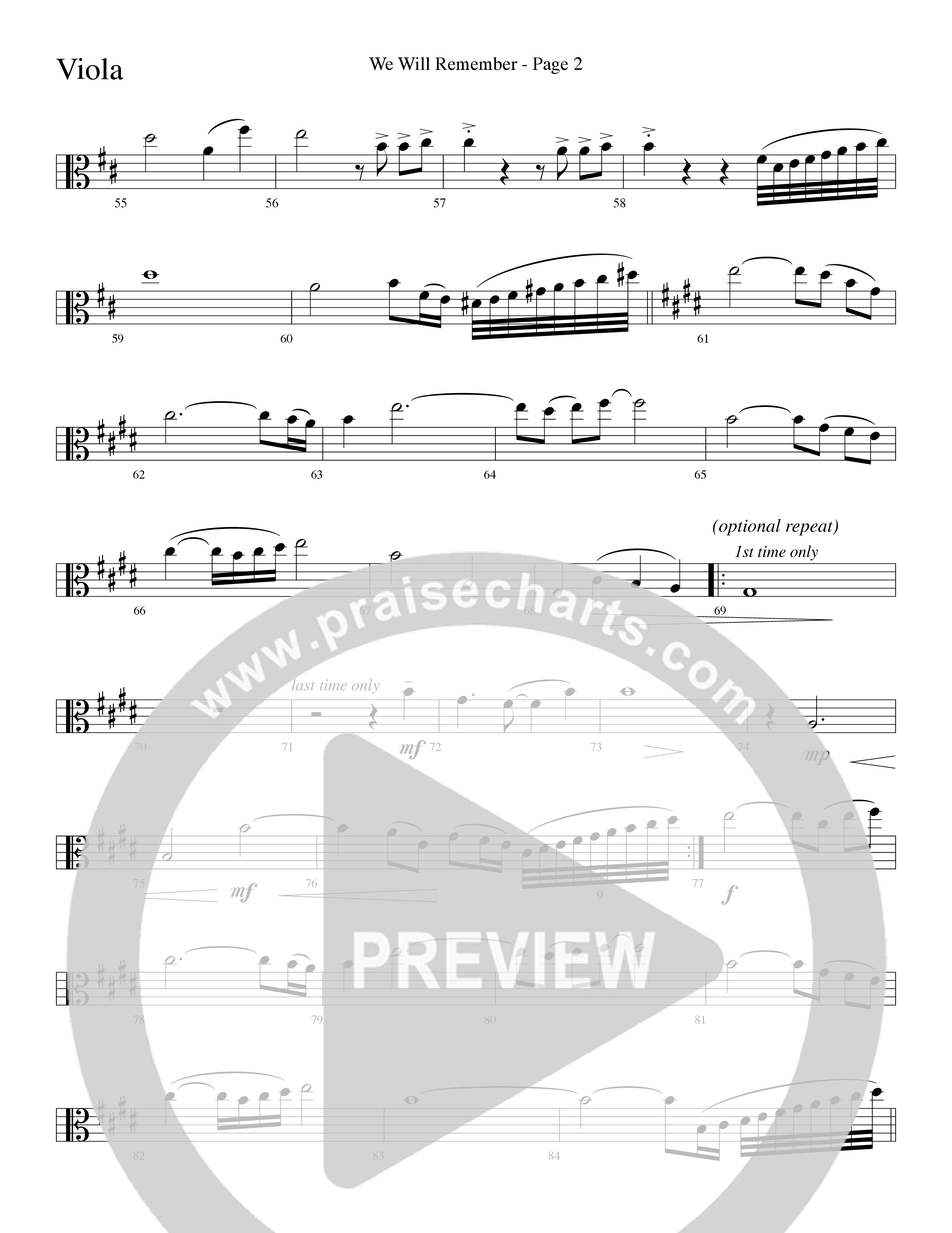 We Will Remember (Choral Anthem SATB) Viola (Word Music Choral / Arr. Russel Mauldin)