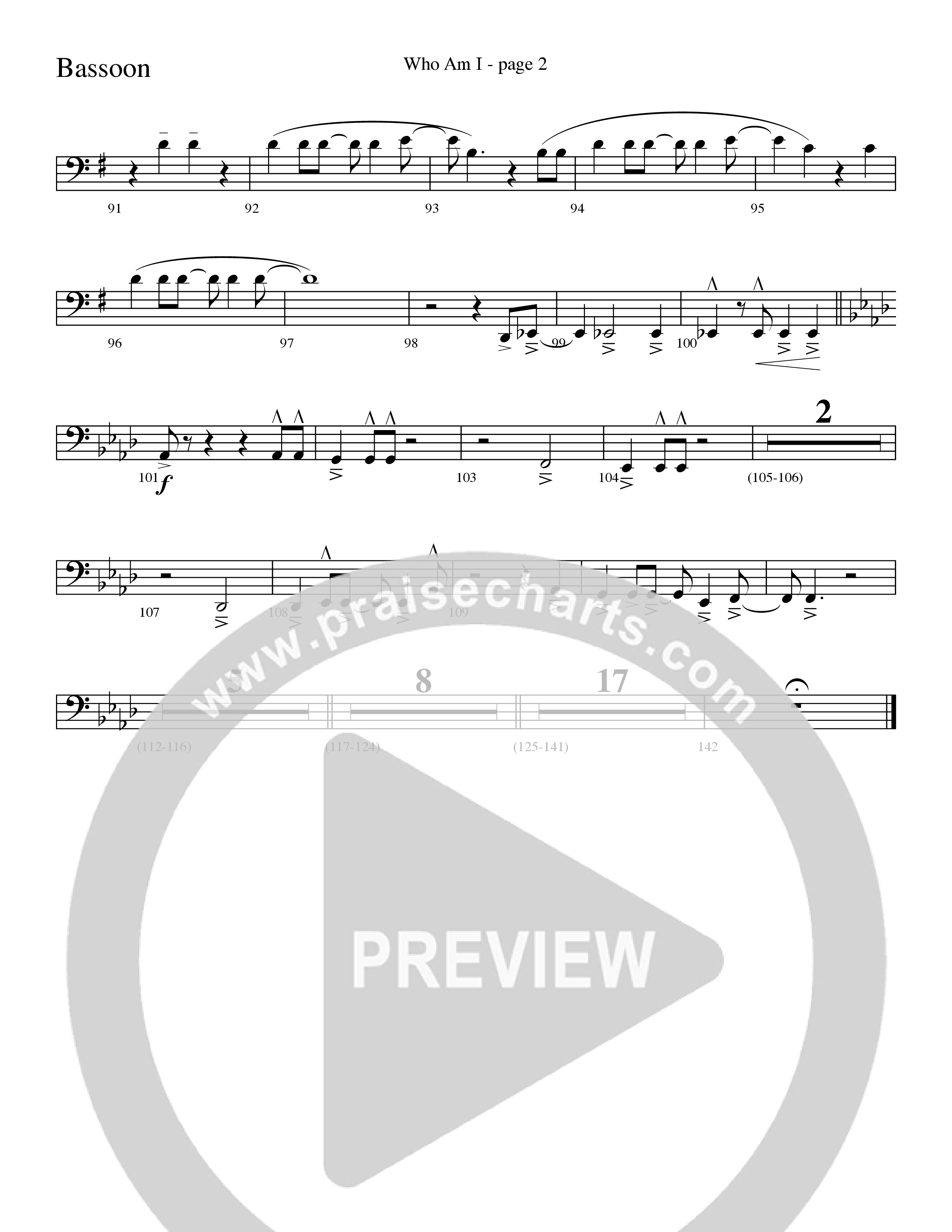 Who Am I (Choral Anthem SATB) Bassoon (Word Music Choral / Arr. David Clydesdale)