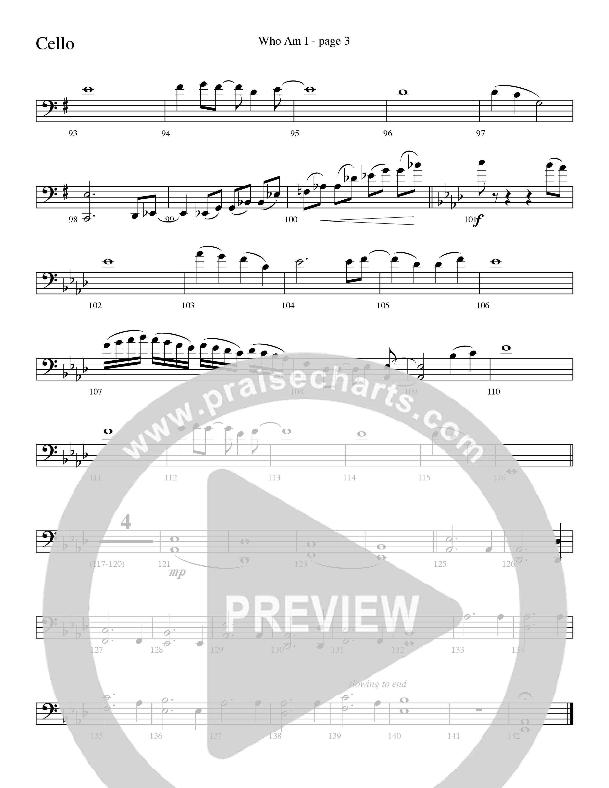 Who Am I (Choral Anthem SATB) Cello (Word Music Choral / Arr. David Clydesdale)