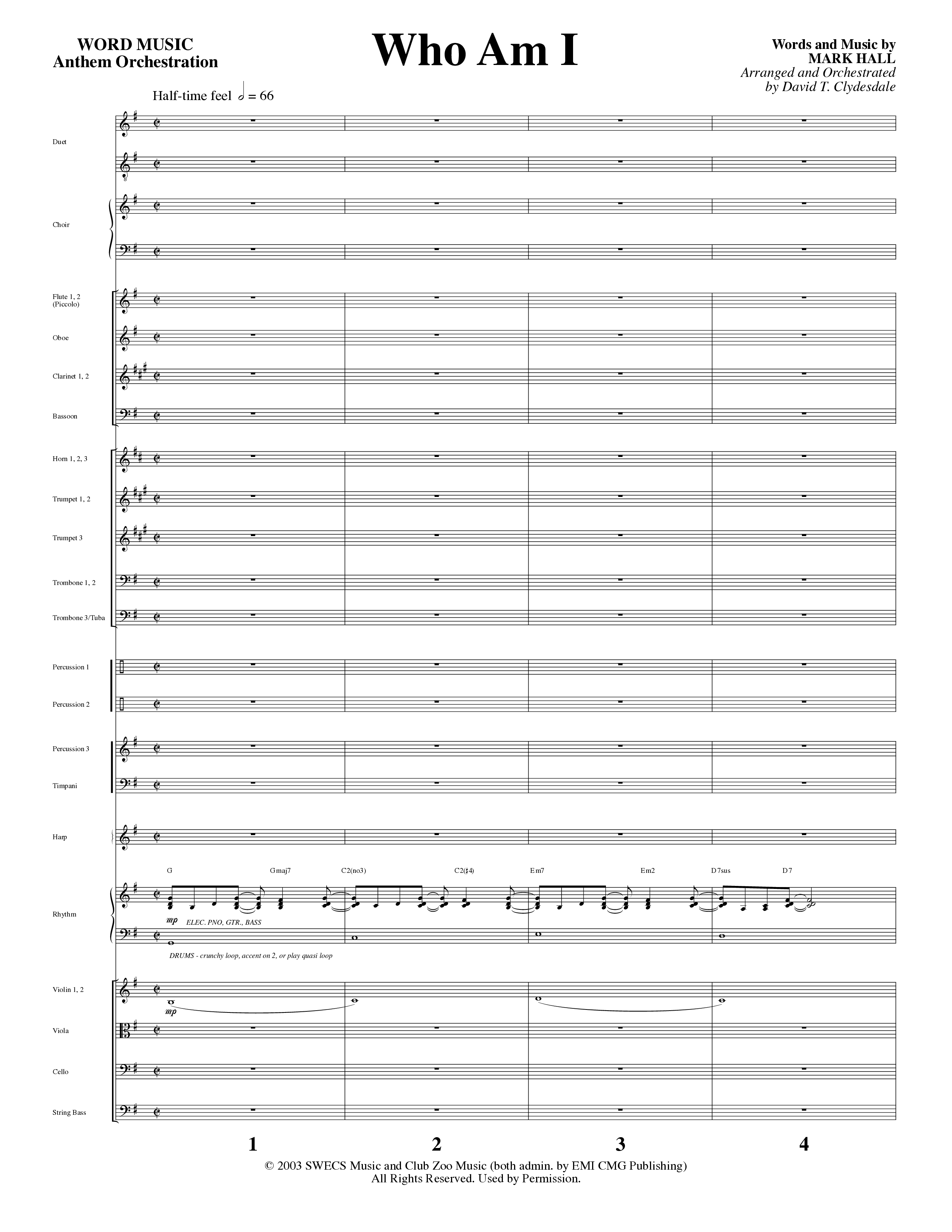 Who Am I (Choral Anthem SATB) Orchestration (Word Music Choral / Arr. David Clydesdale)