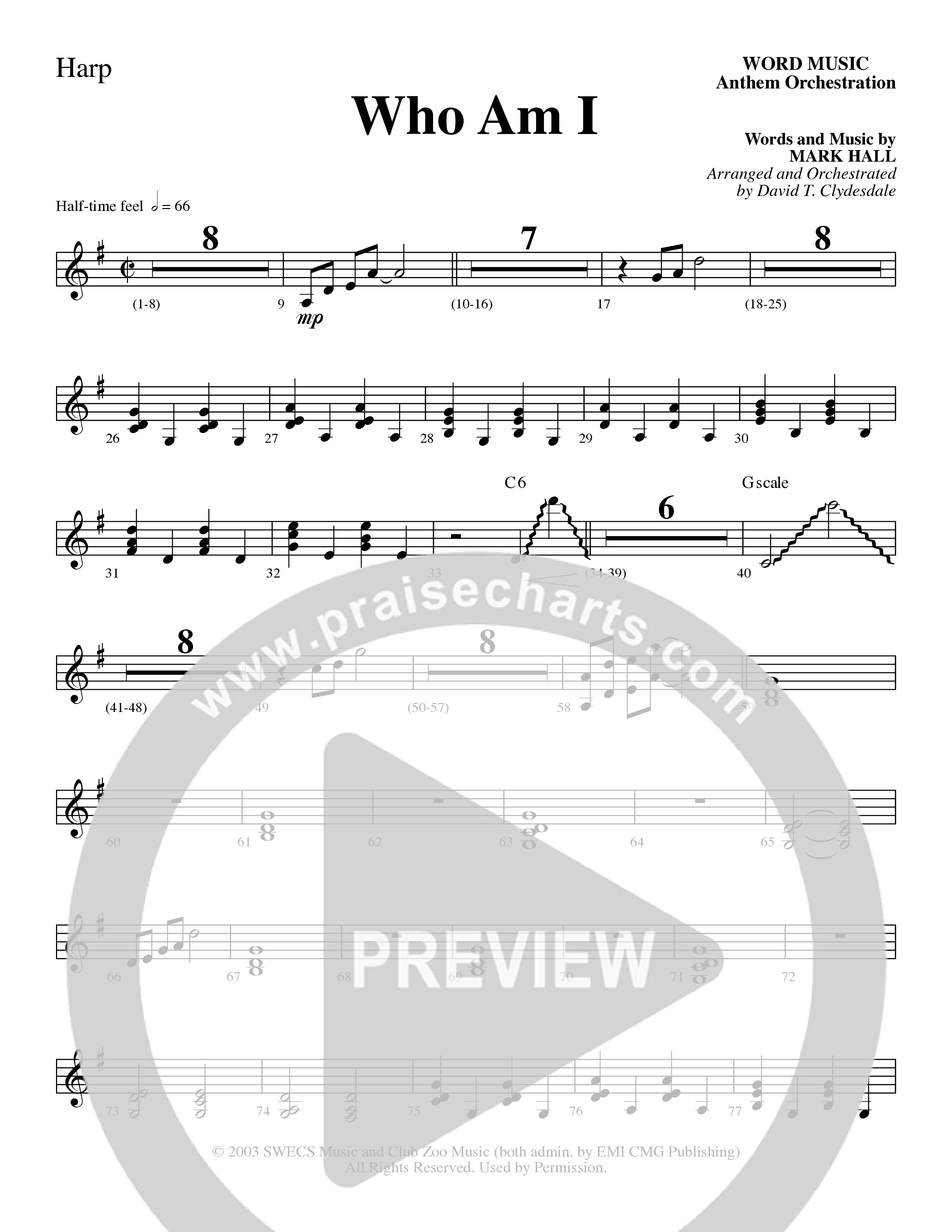 Who Am I (Choral Anthem SATB) Harp (Word Music Choral / Arr. David Clydesdale)
