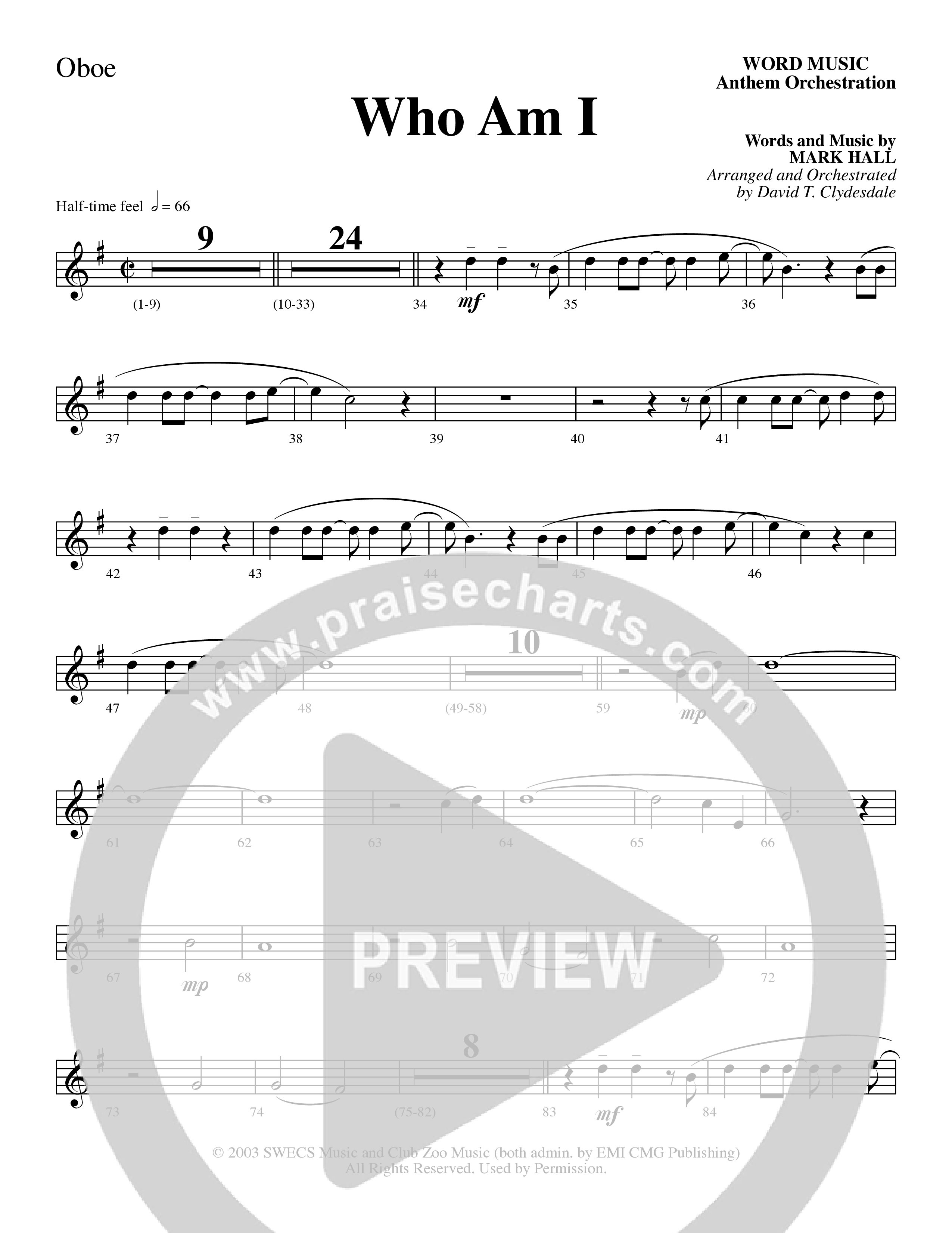Who Am I (Choral Anthem SATB) Oboe (Word Music Choral / Arr. David Clydesdale)