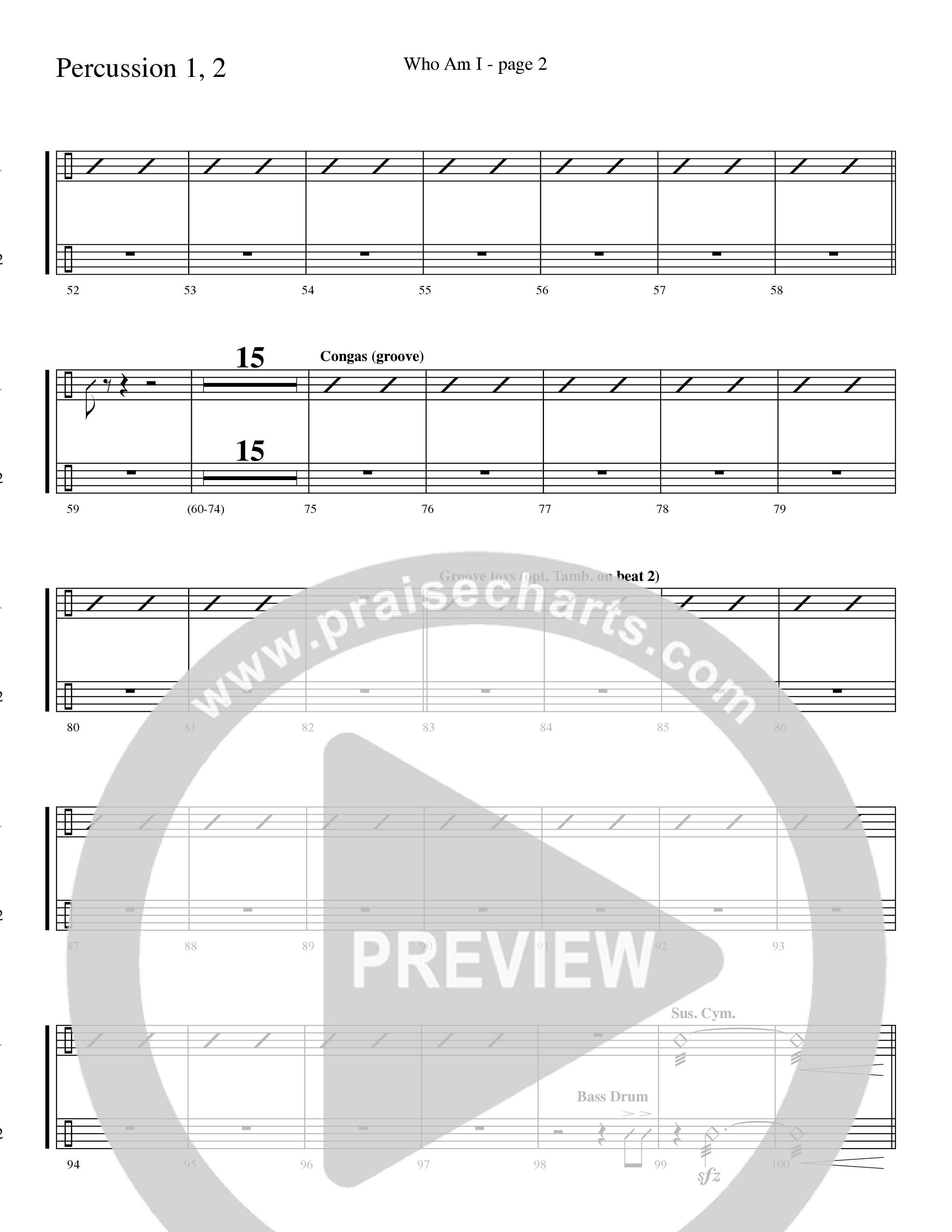 Who Am I (Choral Anthem SATB) Percussion (Word Music Choral / Arr. David Clydesdale)