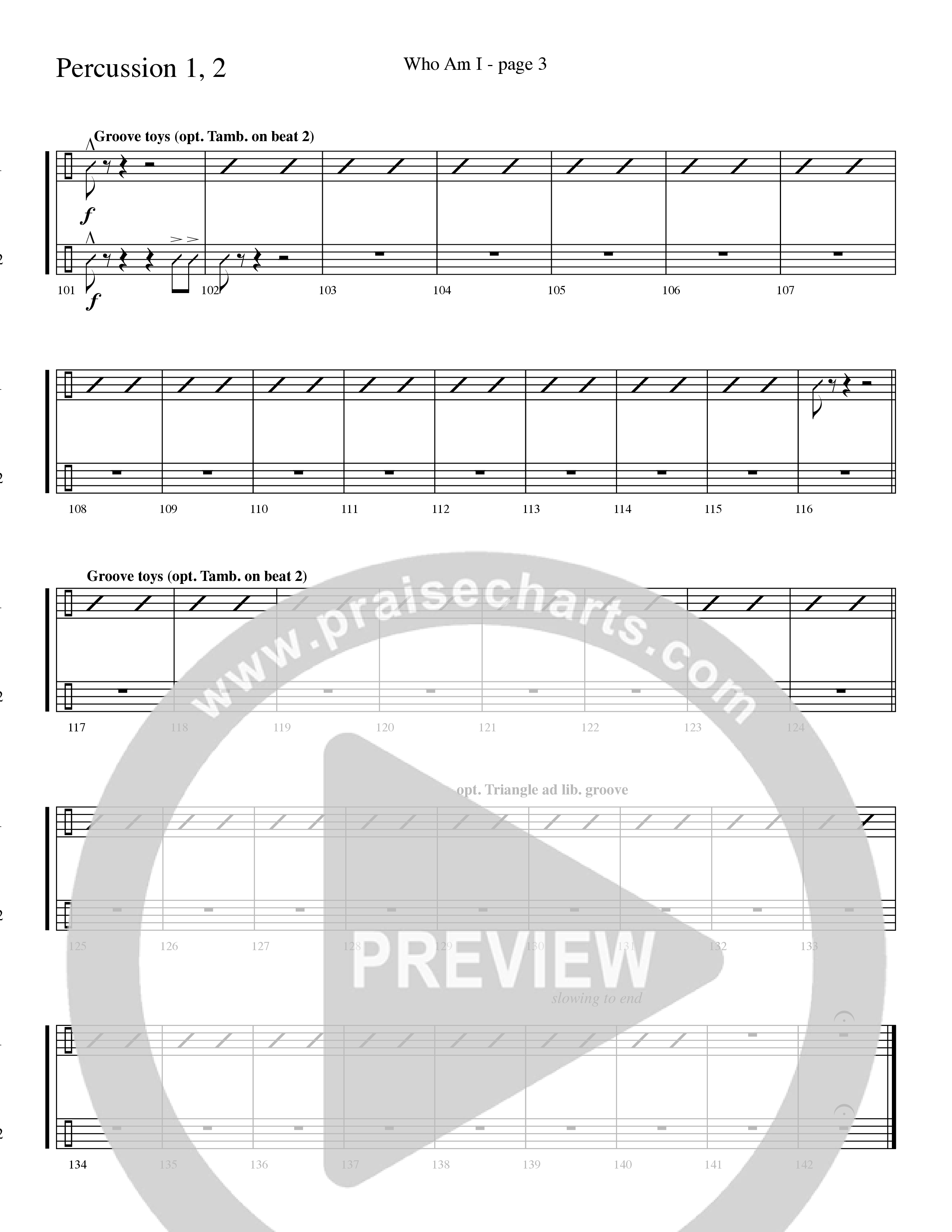 Who Am I (Choral Anthem SATB) Percussion (Word Music Choral / Arr. David Clydesdale)