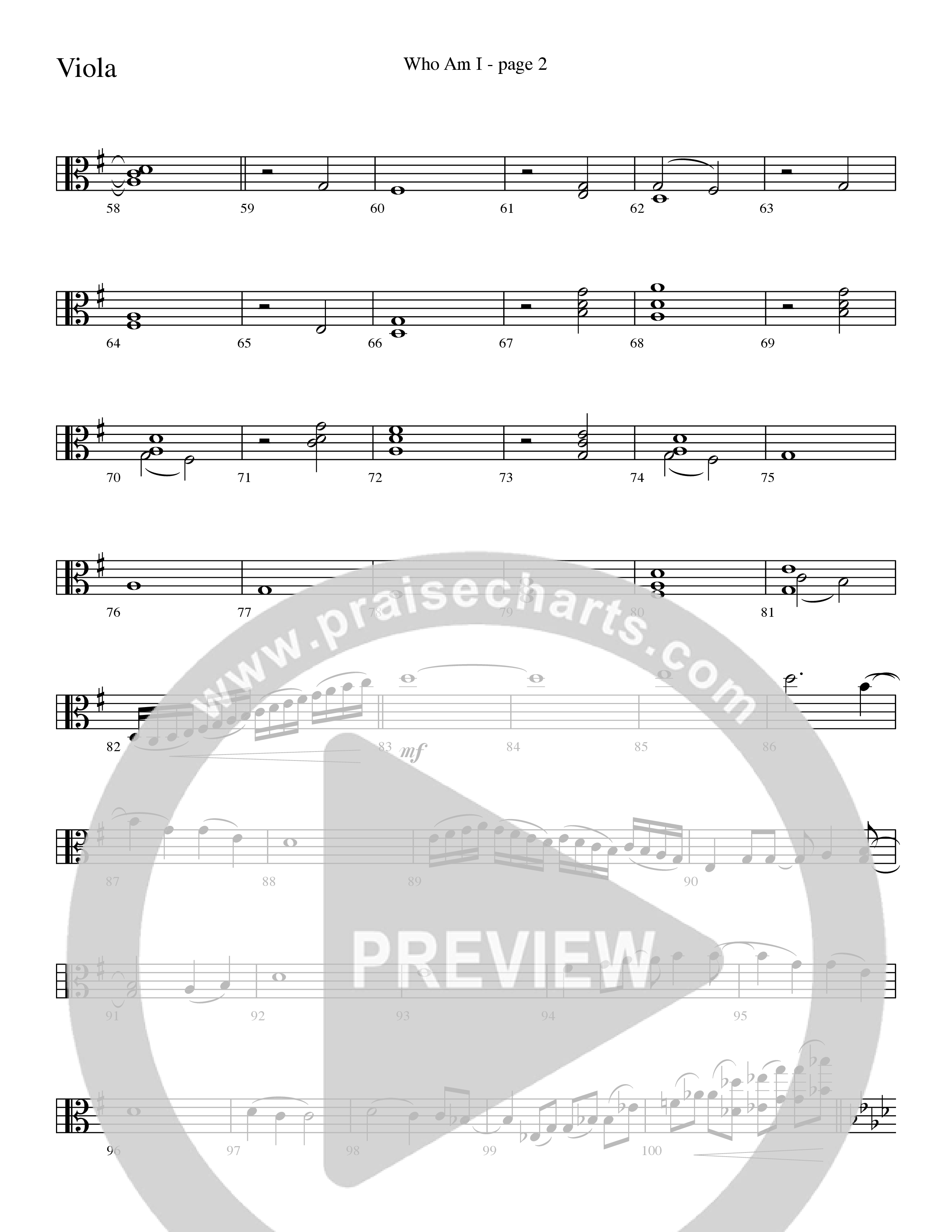 Who Am I (Choral Anthem SATB) Viola (Word Music Choral / Arr. David Clydesdale)