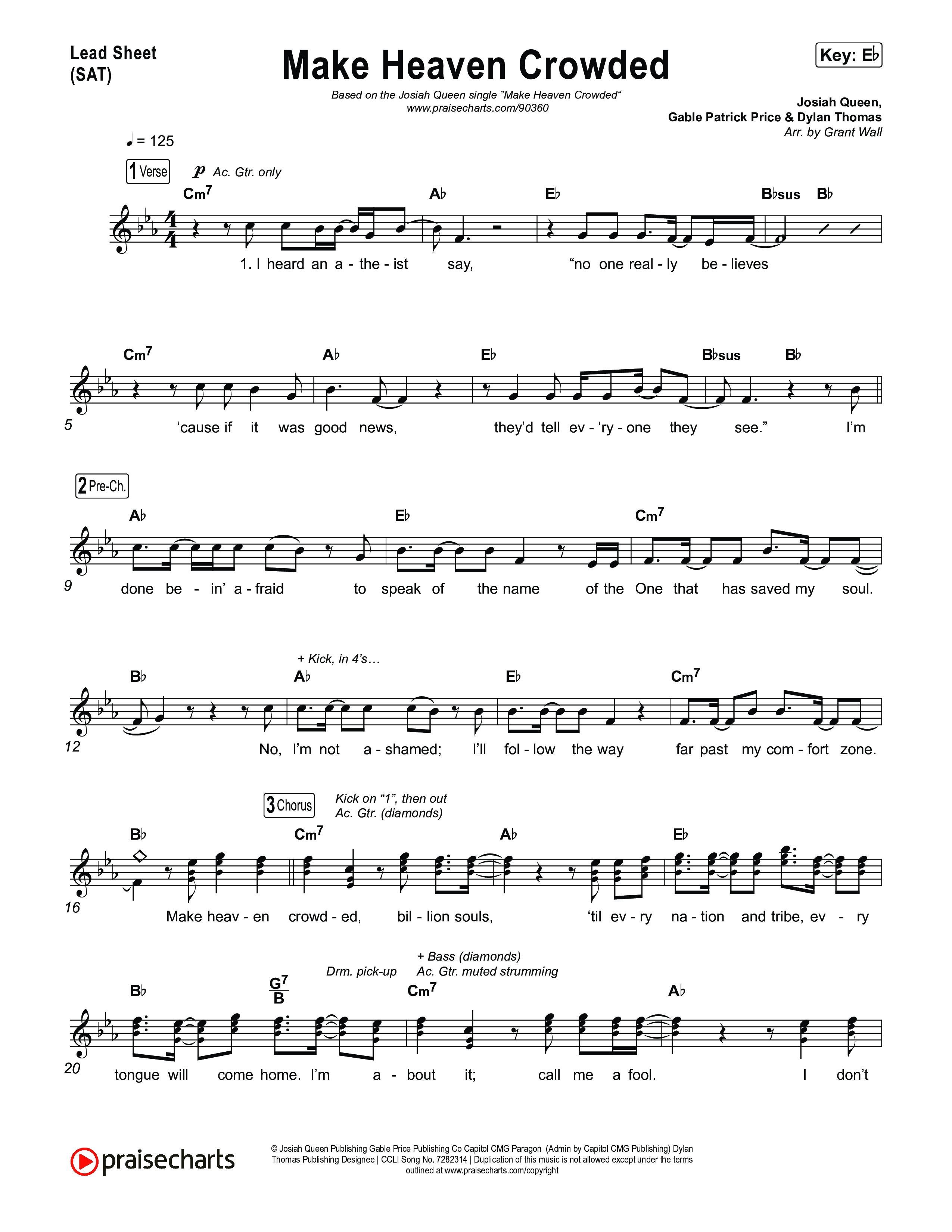 Make Heaven Crowded Lead Sheet (SAT) (Josiah Queen)