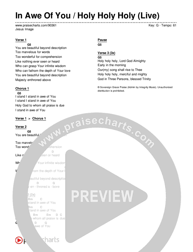In Awe Of You / Holy Holy Holy (Live) Chords & Lyrics (Jesus Image)