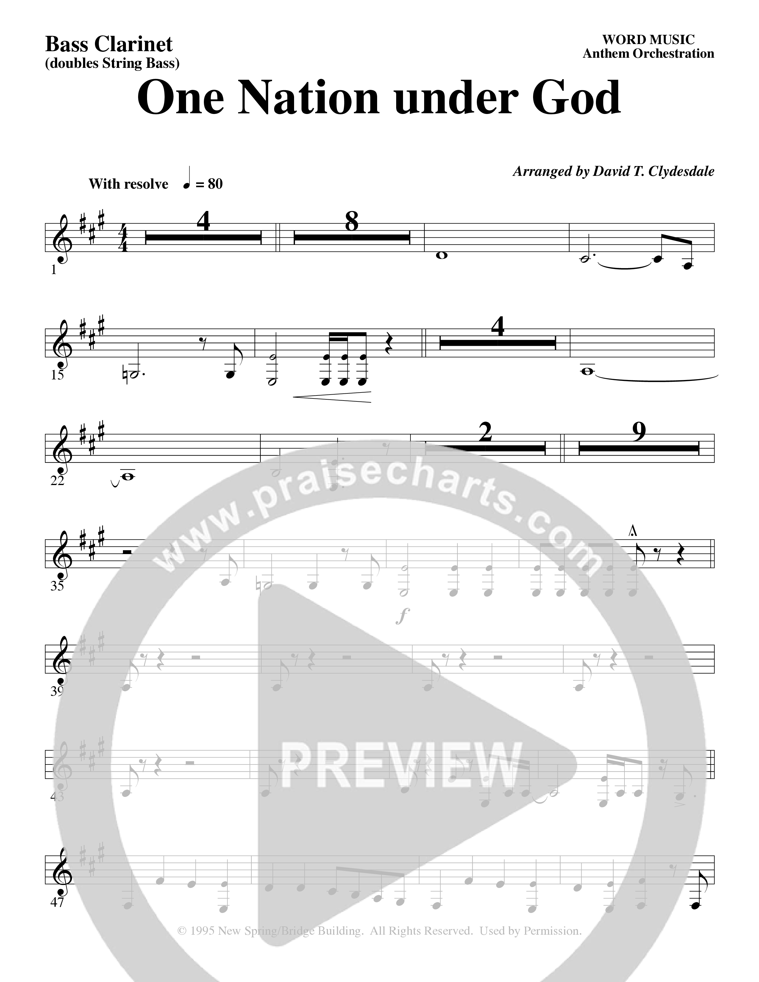 One Nation Under God (Choral Anthem SATB) Bass Clarinet (Word Music Choral / Arr. David Clydesdale)